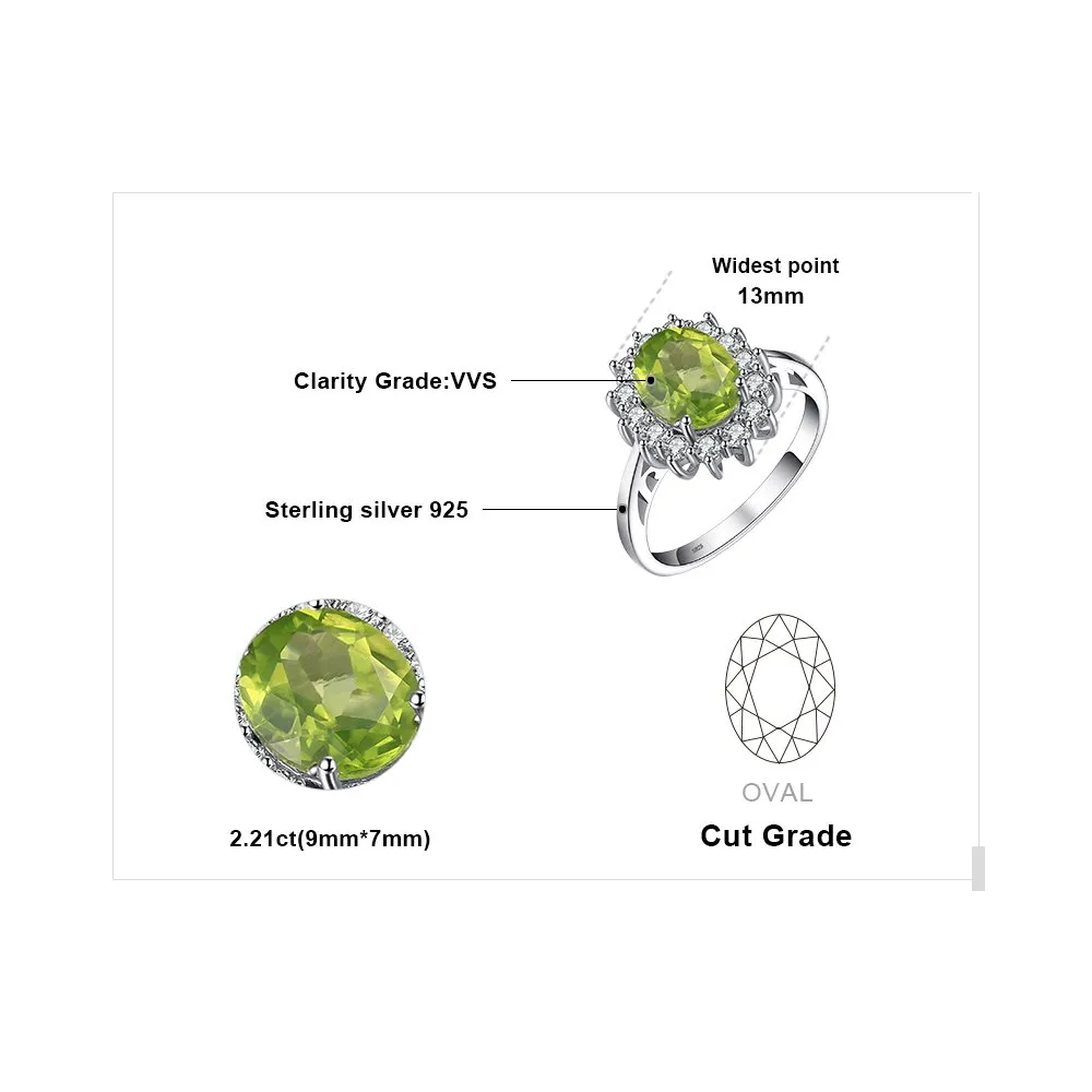 JewelryPalace Anello Halo Donna Argento 925 con Peridoto Verde e Zirconi, Taglia 8 - immagine 2