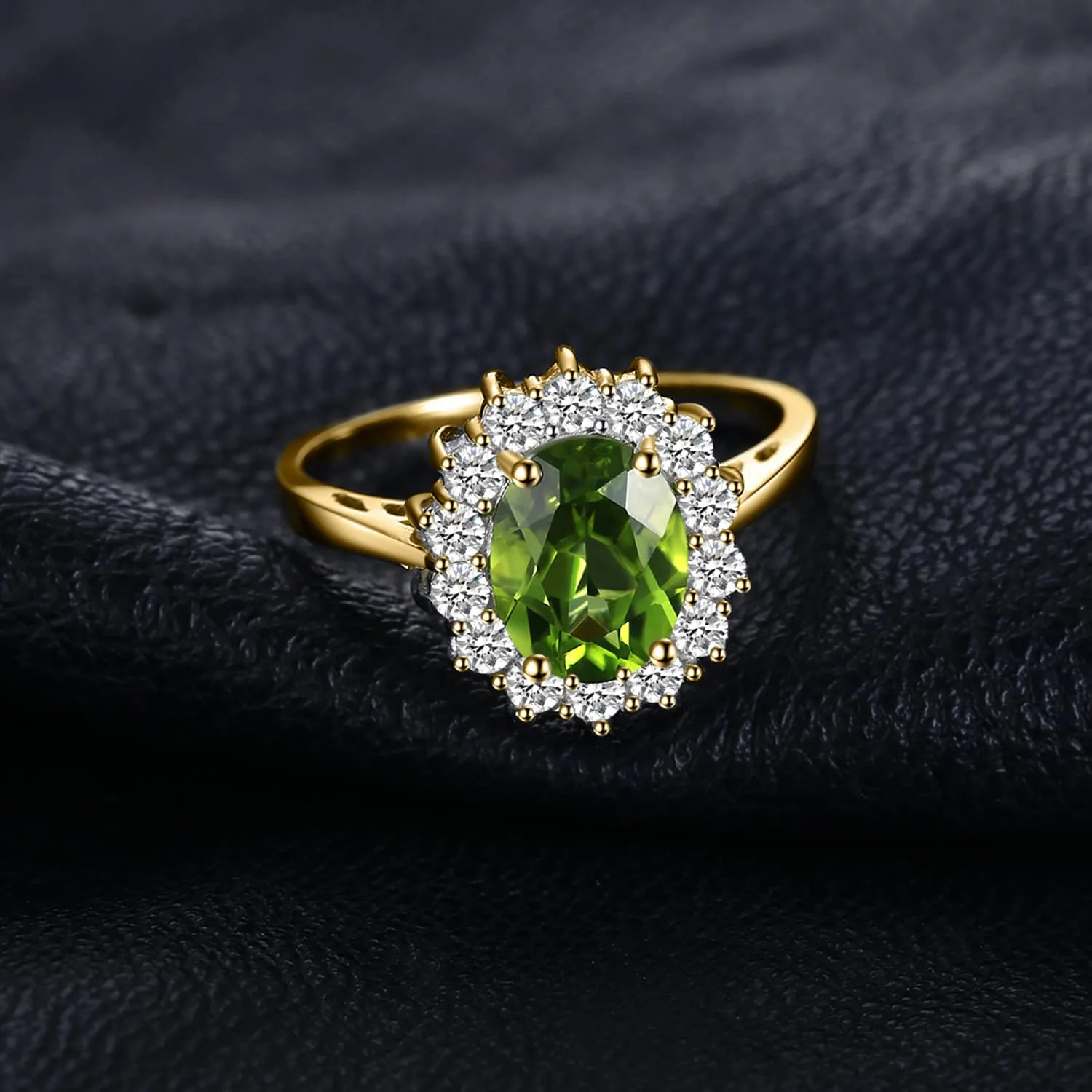 JewelryPalace Anello Halo Donna Argento 925 con Peridoto Verde Naturale e Zirconi - immagine 2