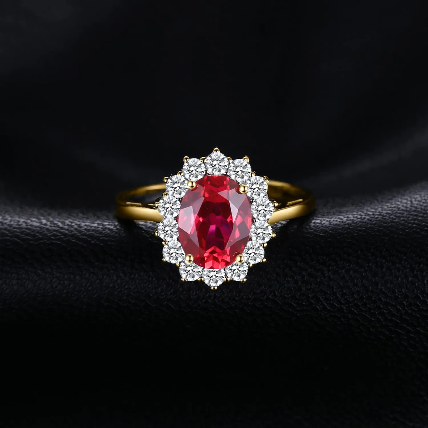 JewelryPalace Anello Halo in Argento 925 con Rubino Rosso Creato e Zirconi, Taglia 10.5 - immagine 2
