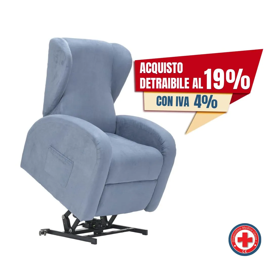 Poltrone Italia Irene2 Poltrona Relax Elettrica 2 Motori Zero Gravity Alzapersona in Microfibra, Azzurro - immagine 2