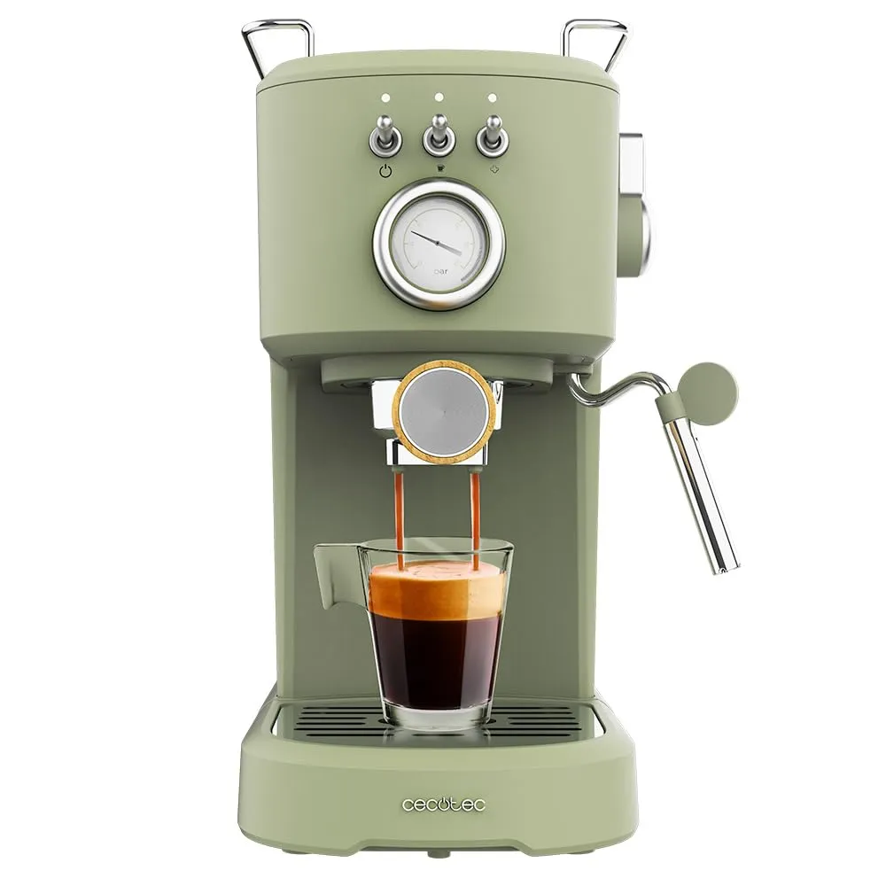Cecotec Power Espresso 20 Retro Green Macchina da Caffè Espresso, 1100 W, 20 Bar, Sistema Thermoblock, 1,25 L - immagine 1