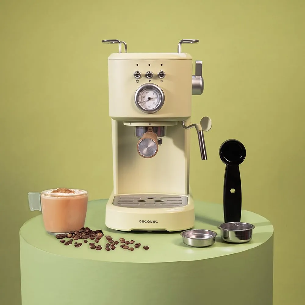 Cecotec Power Espresso 20 Retro Green Macchina da Caffè Espresso, 1100 W, 20 Bar, Sistema Thermoblock, 1,25 L - immagine 3