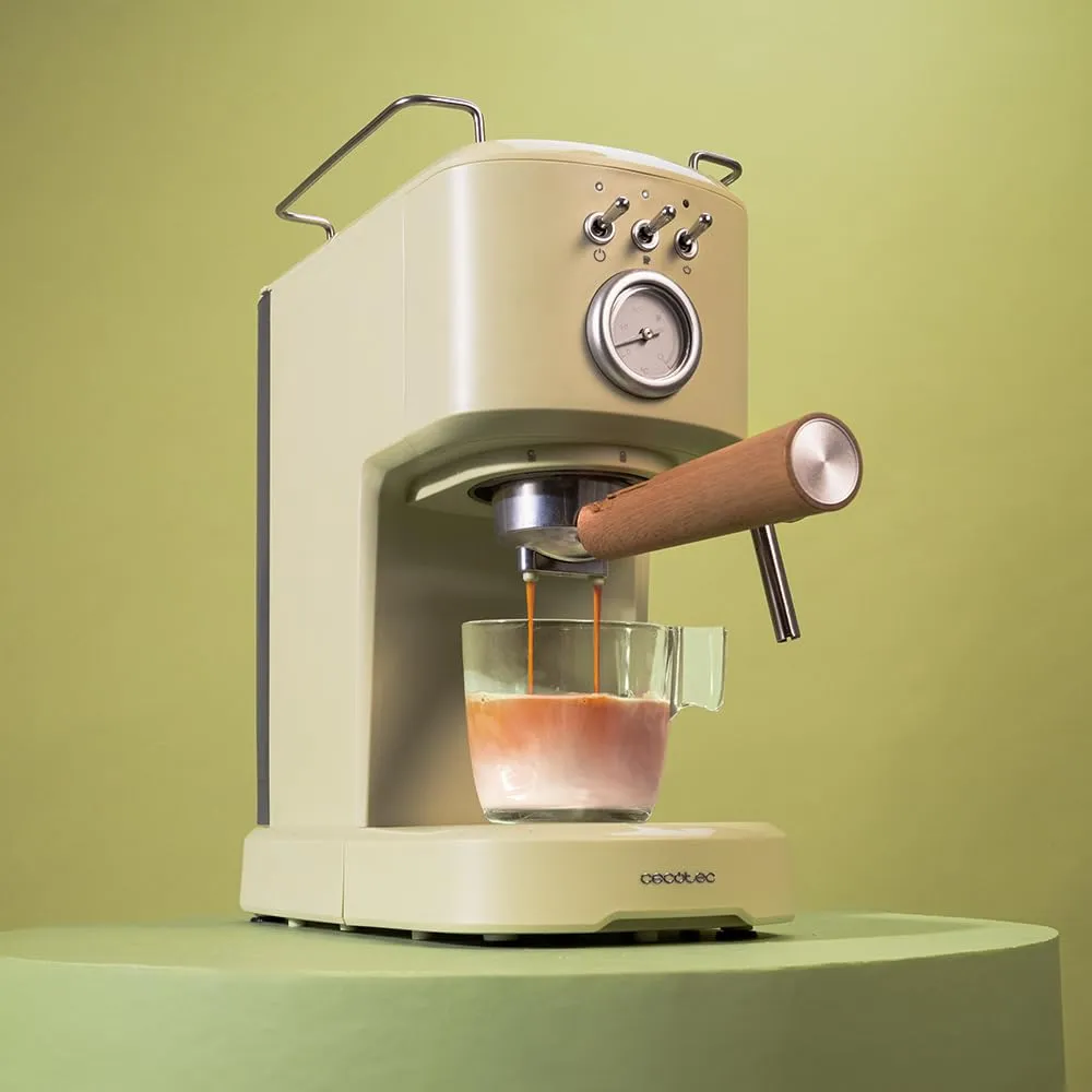Cecotec Power Espresso 20 Retro Green Macchina da Caffè Espresso, 1100 W, 20 Bar, Sistema Thermoblock, 1,25 L - immagine 5