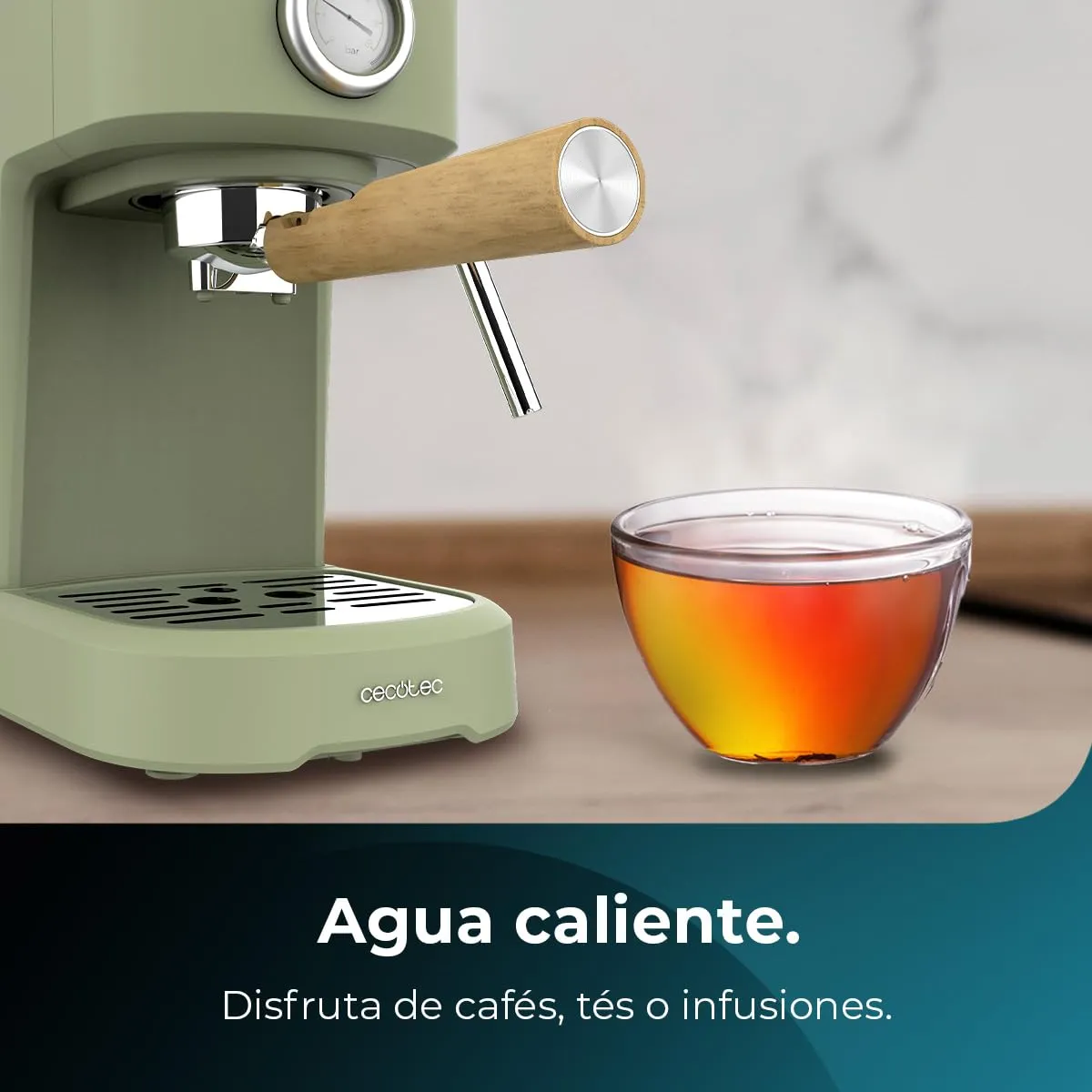 Cecotec Power Espresso 20 Retro Green Macchina da Caffè Espresso, 1100 W, 20 Bar, Sistema Thermoblock, 1,25 L - immagine 6