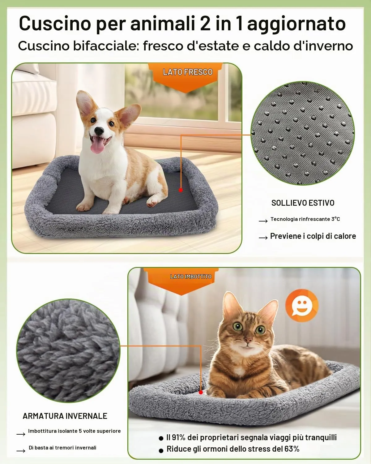 Morpilot Trasportino per gatti e cani fino a 7 kg, pieghevole, 44x31x34cm, Grigio chiaro (M) - immagine 2