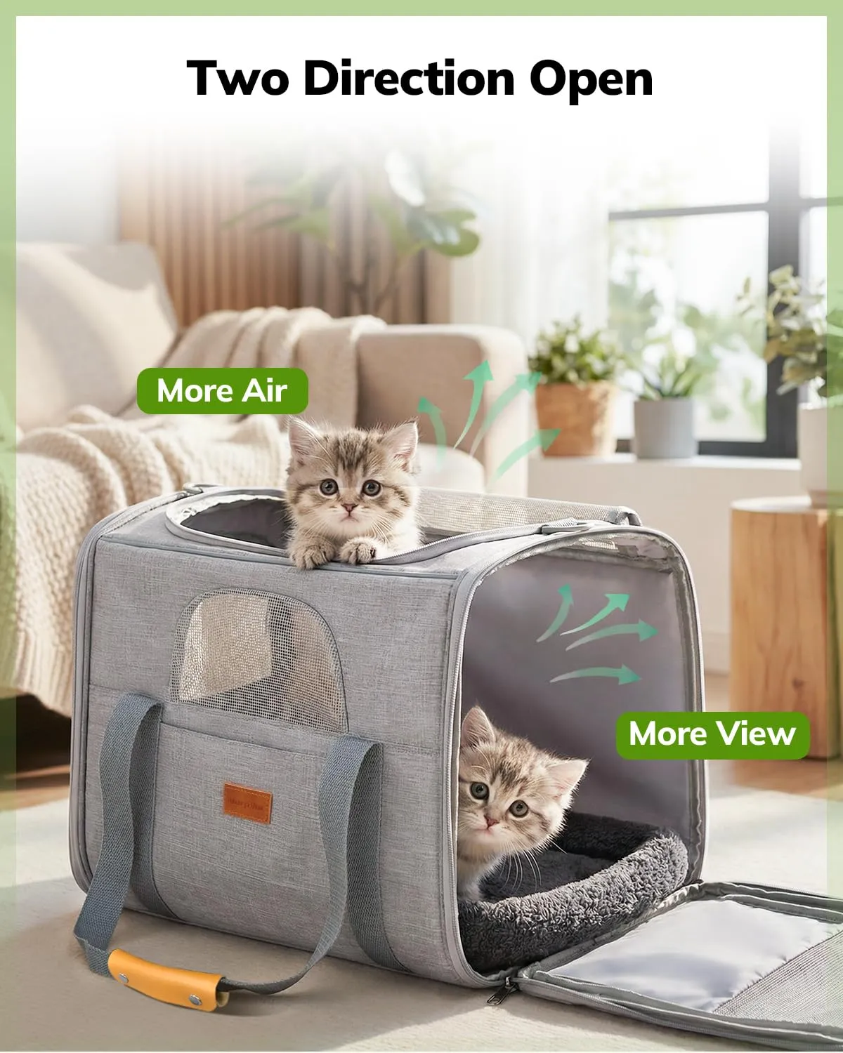 Morpilot Trasportino per gatti e cani fino a 7 kg, pieghevole, 44x31x34cm, Grigio chiaro (M) - immagine 7
