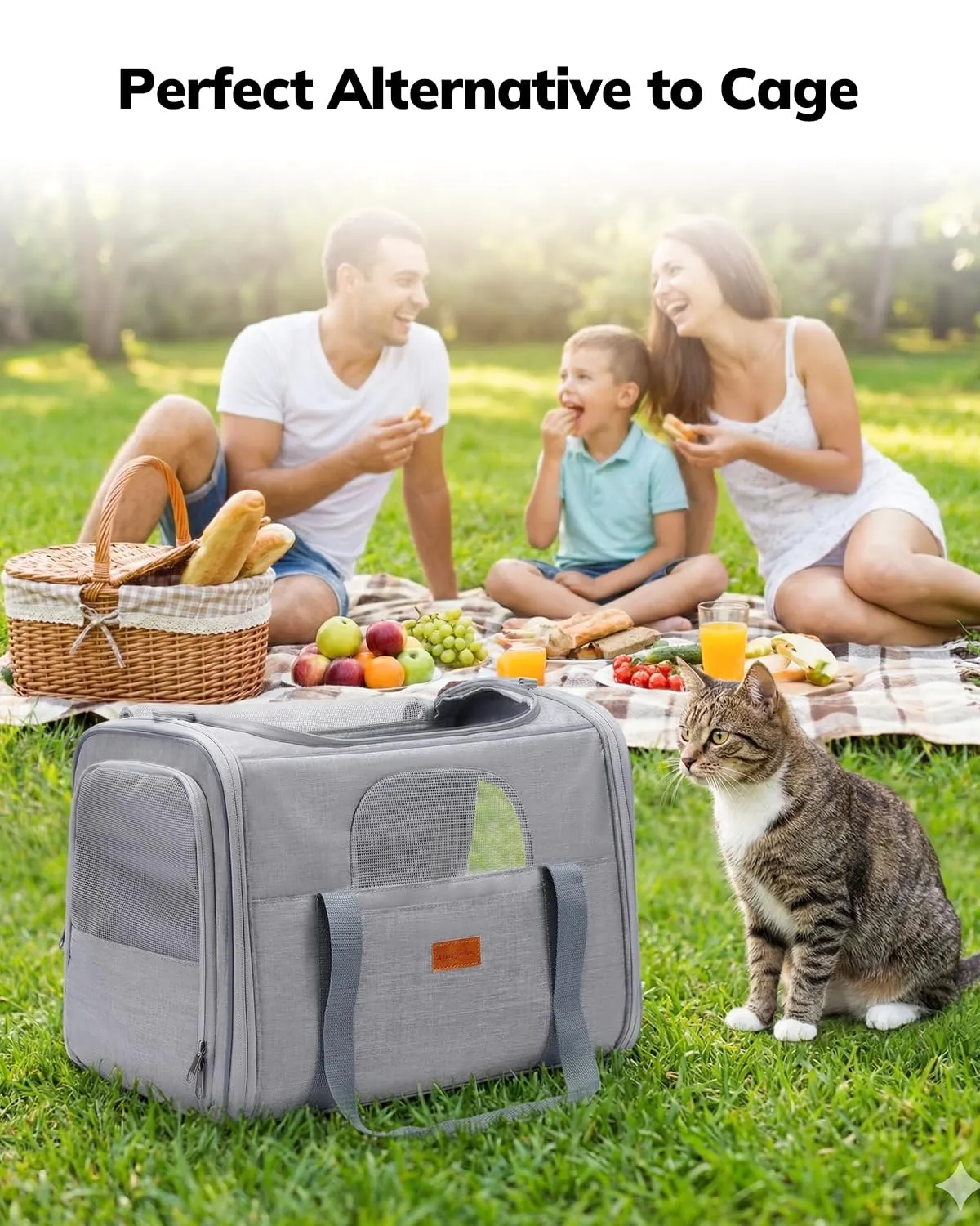 Morpilot Trasportino per gatti e cani fino a 7 kg, pieghevole, 44x31x34cm, Grigio chiaro (M) - immagine 8