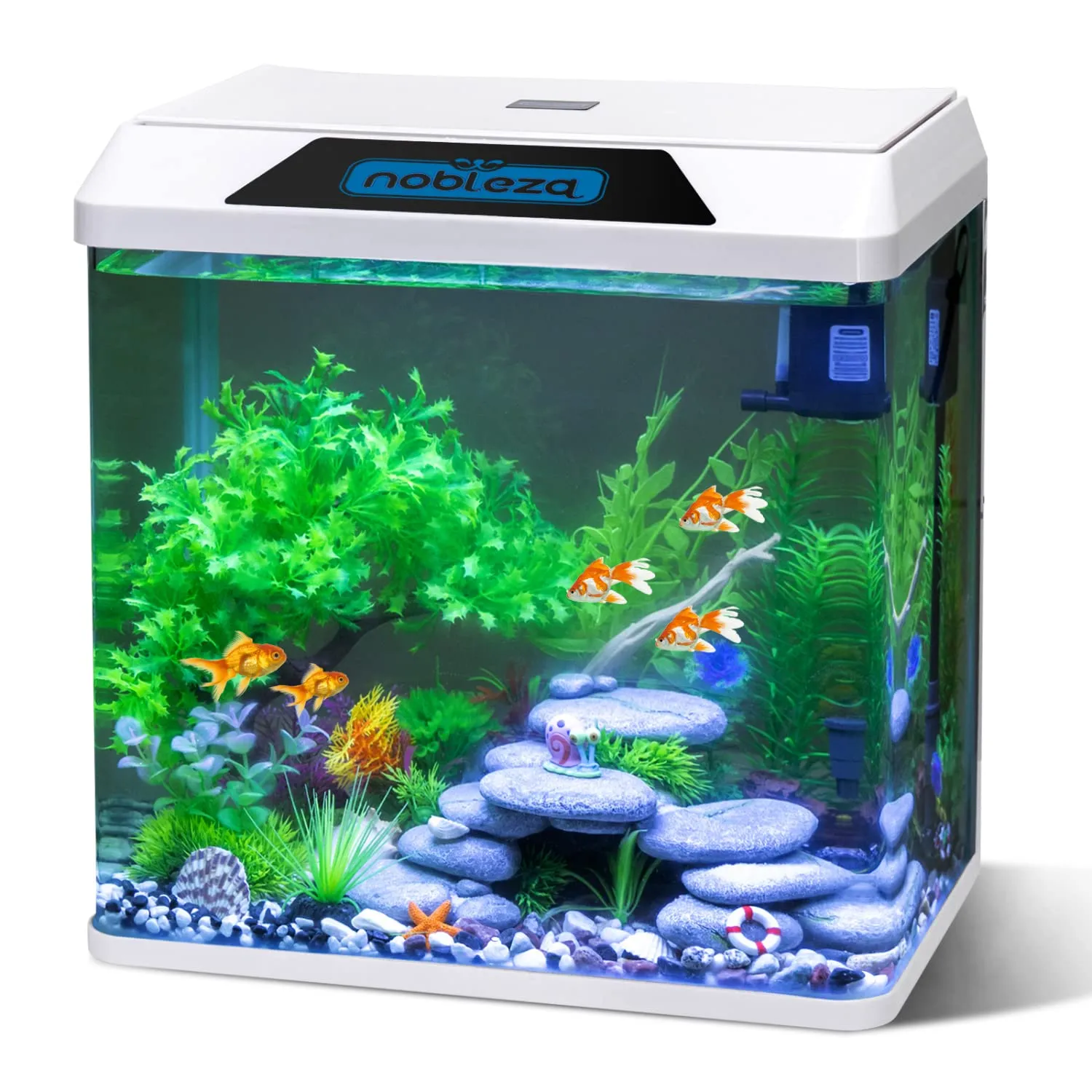 Nobleza Piccolo Acquario 30L con Illuminazione a LED e Sistema di Filtraggio Integrato, Bianco - immagine 1