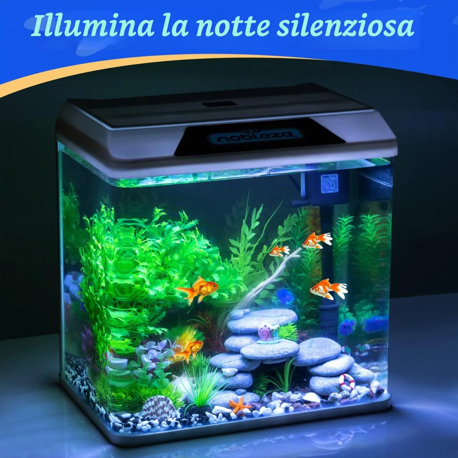 Nobleza Piccolo Acquario 30L con Illuminazione a LED e Sistema di Filtraggio Integrato, Bianco - immagine 2