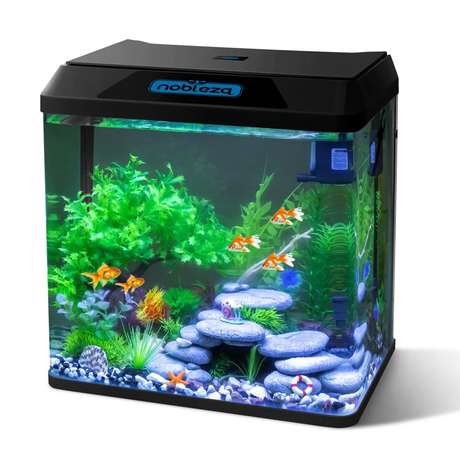 Nobleza Piccolo Acquario 30L con Illuminazione LED e Sistema di Filtraggio, Nero - immagine 1
