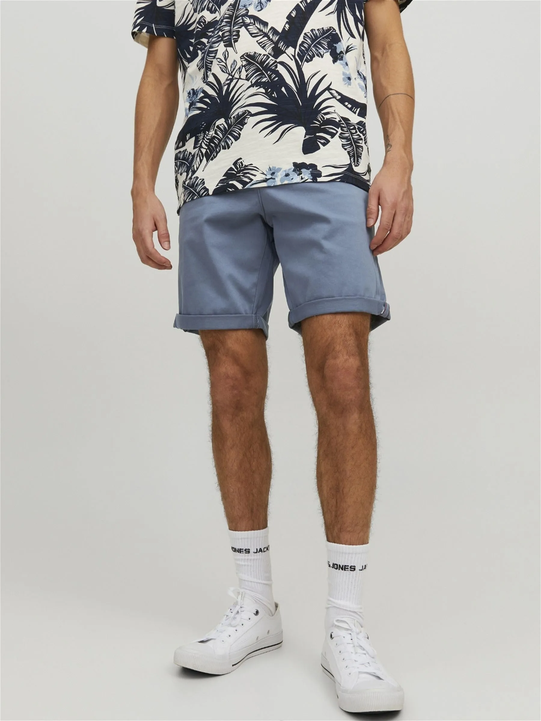 Jack & Jones Breve Bowie Solid Bermuda Chino Shorts - Flint Stone - immagine 2