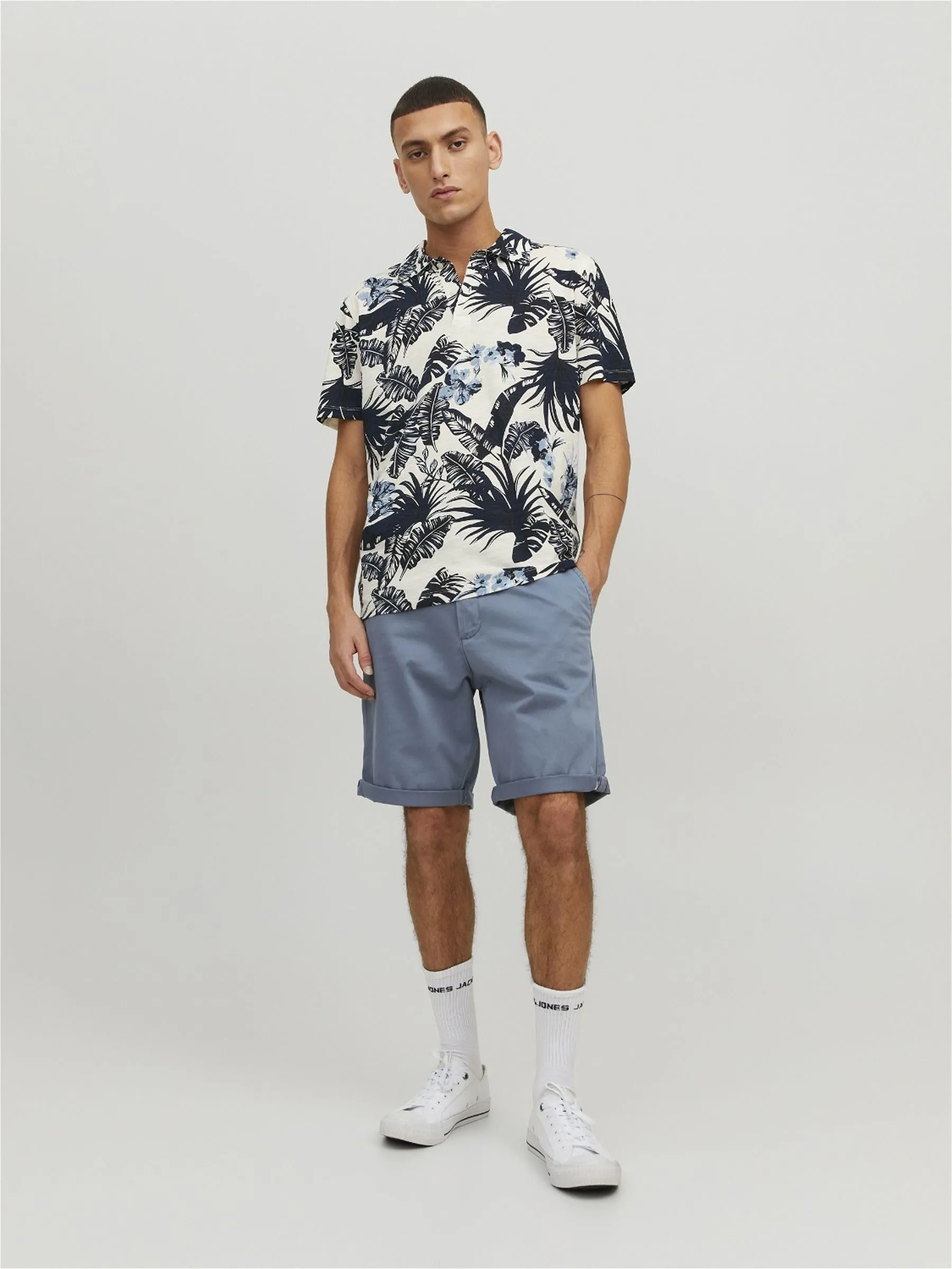 Jack & Jones Breve Bowie Solid Bermuda Chino Shorts - Flint Stone - immagine 5