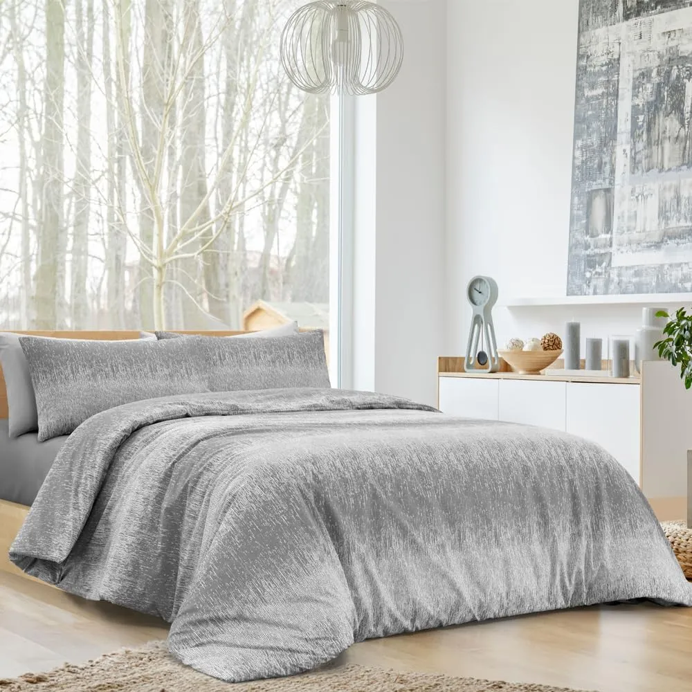 Dorian Home Copripiumino Matrimoniale in Cotone 250x210 cm con 2 Federe, Grigio - immagine 1