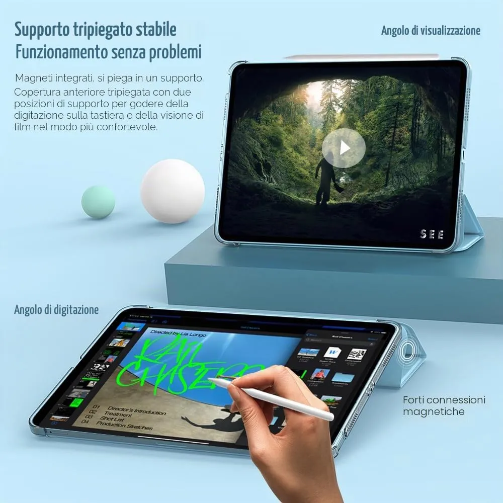 TiMOVO Cover per iPad Air 11" (M4/M3/M2, 5a/4a Gen), Blu Nebbioso - immagine 6