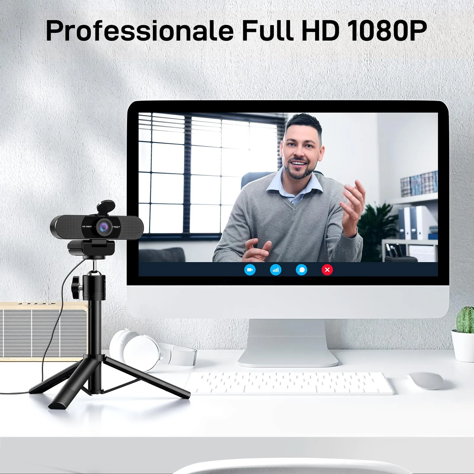 EMEET C960 Webcam 1080p con Microfono, Mini Treppiede Regolabile e Copertura Privacy - immagine 2