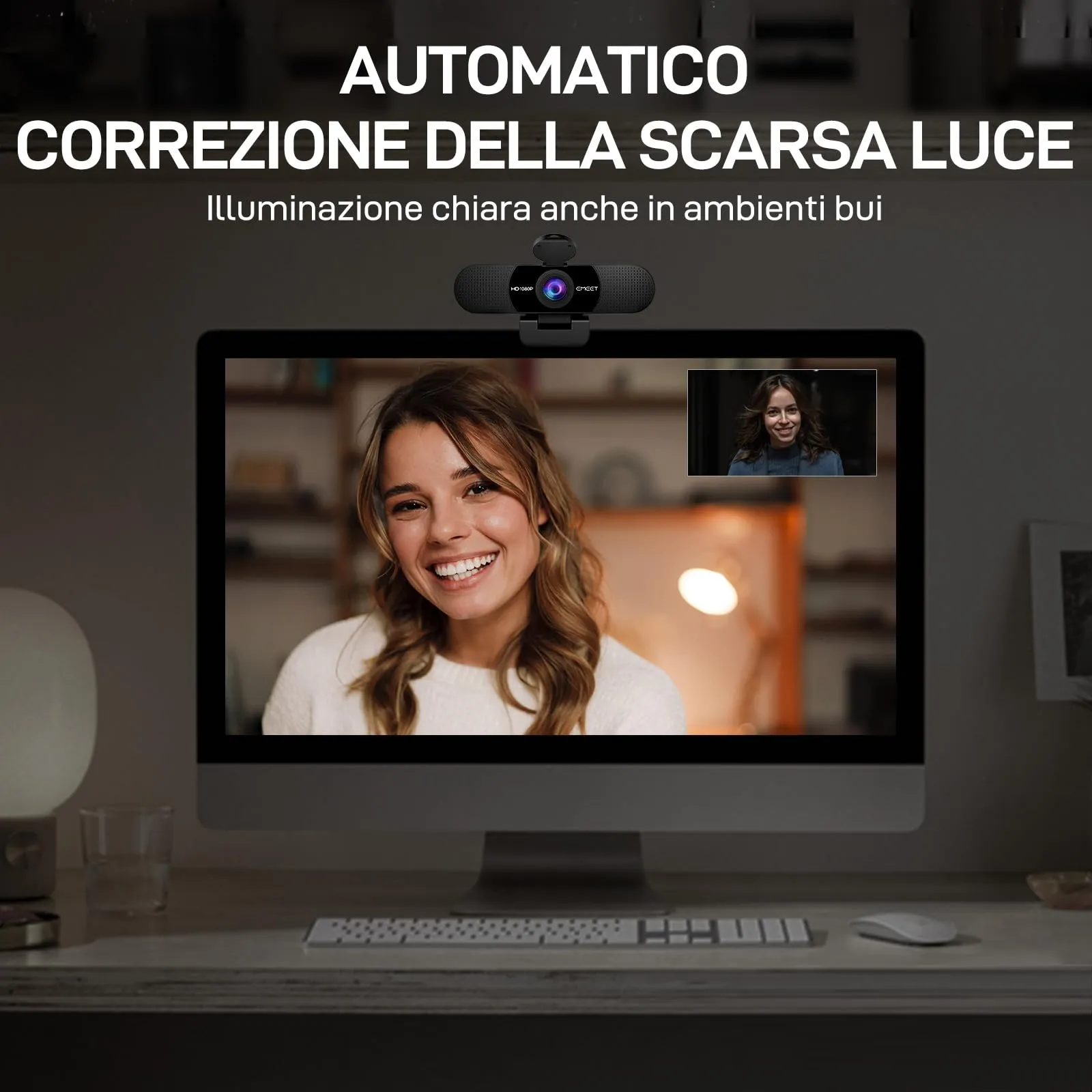 EMEET C960 Webcam 1080p con Microfono, Mini Treppiede Regolabile e Copertura Privacy - immagine 4