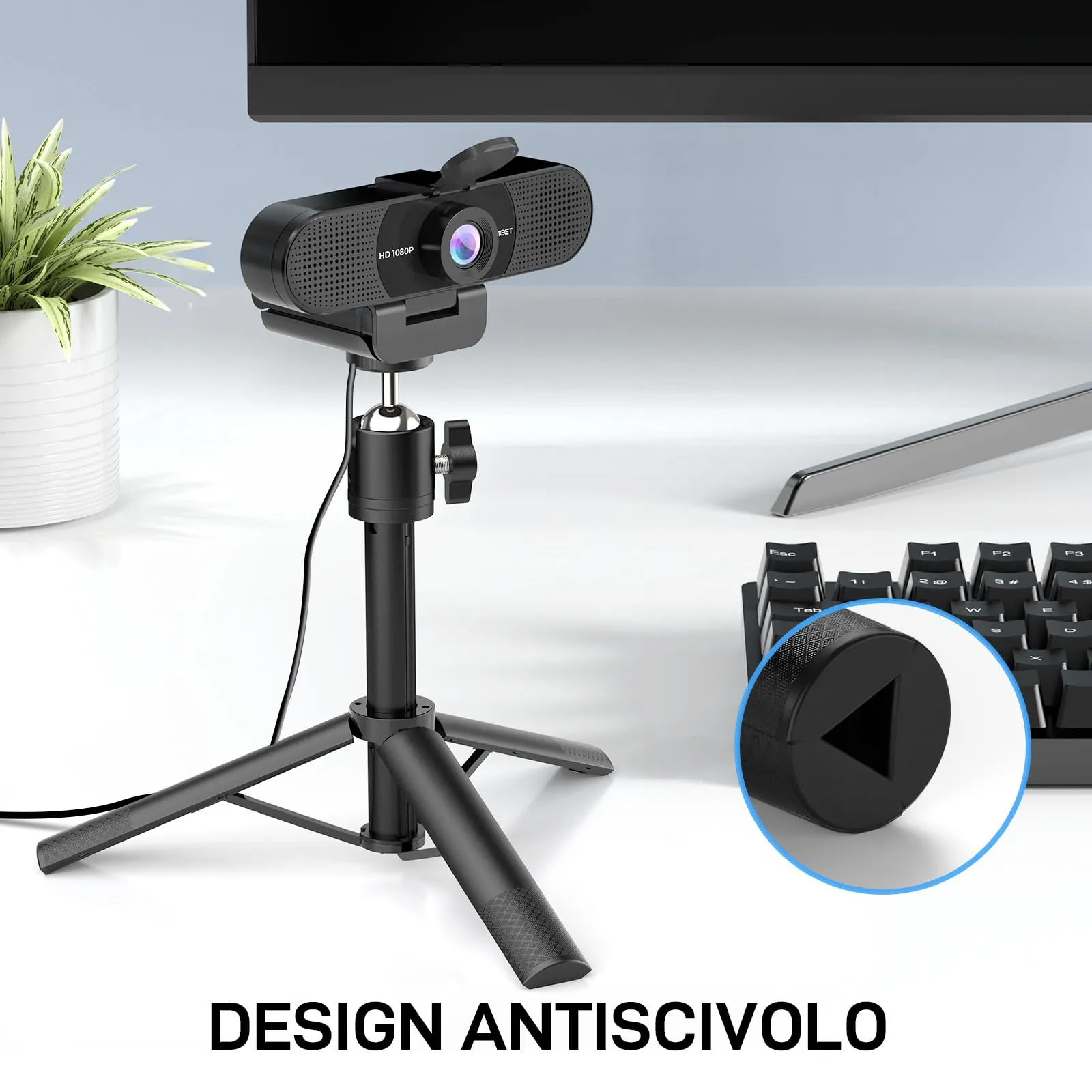 EMEET C960 Webcam 1080p con Microfono, Mini Treppiede Regolabile e Copertura Privacy - immagine 5
