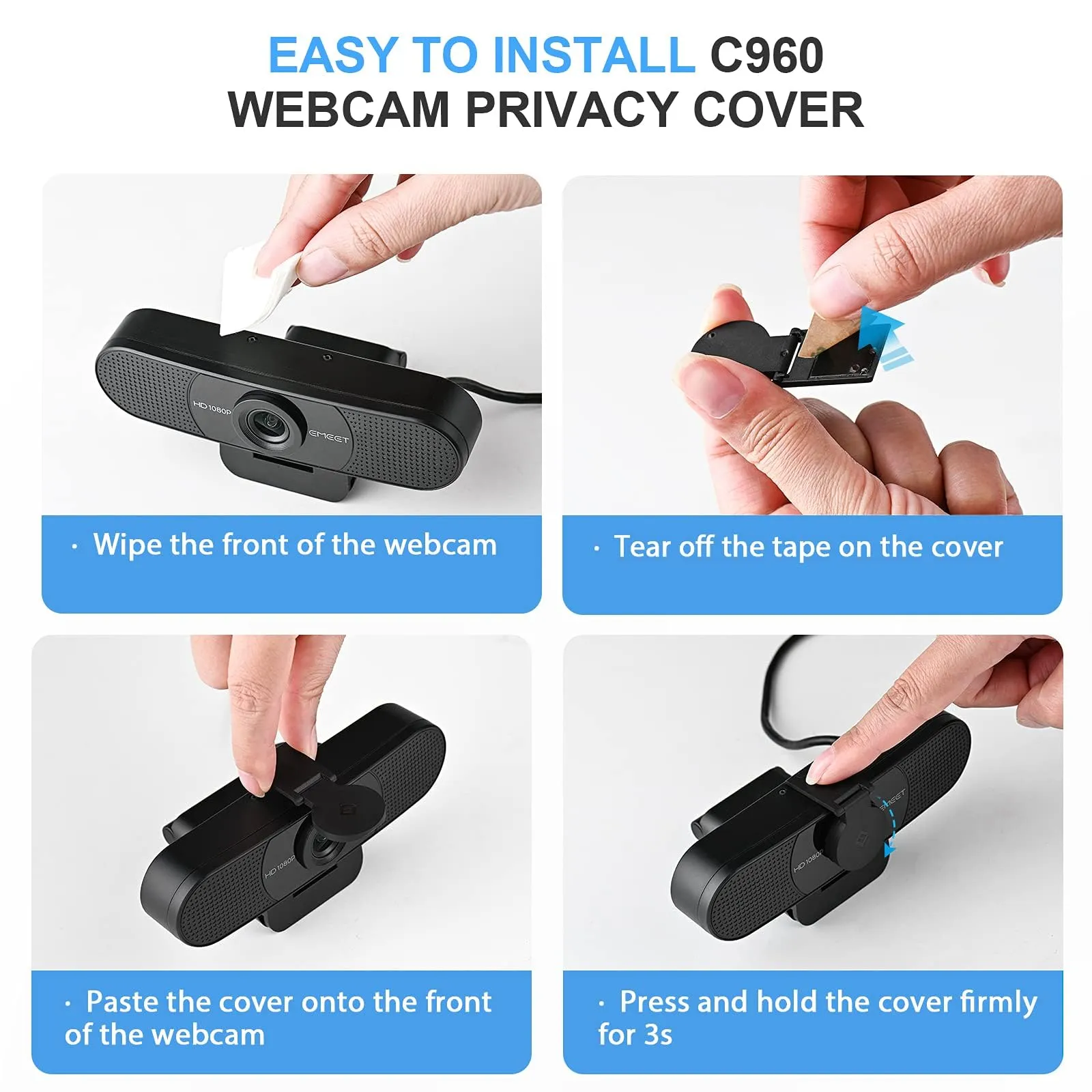 EMEET C960 Webcam 1080p con Microfono, Mini Treppiede Regolabile e Copertura Privacy - immagine 9
