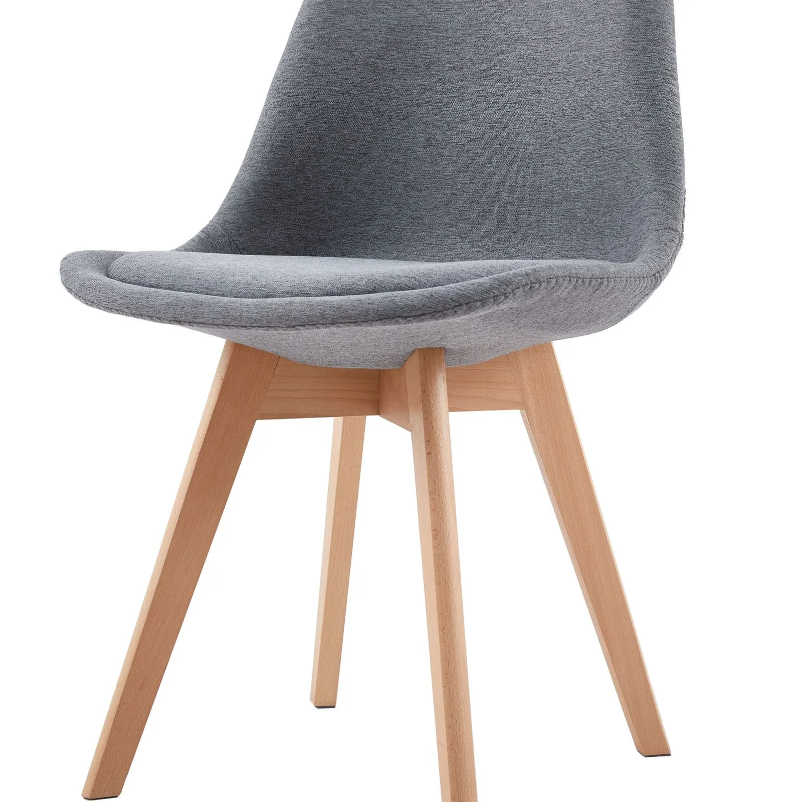 EGGREE Set di 4 Sedie da Pranzo in Tessuto di Lino con Gambe in Legno di Faggio, Grigio - immagine 8