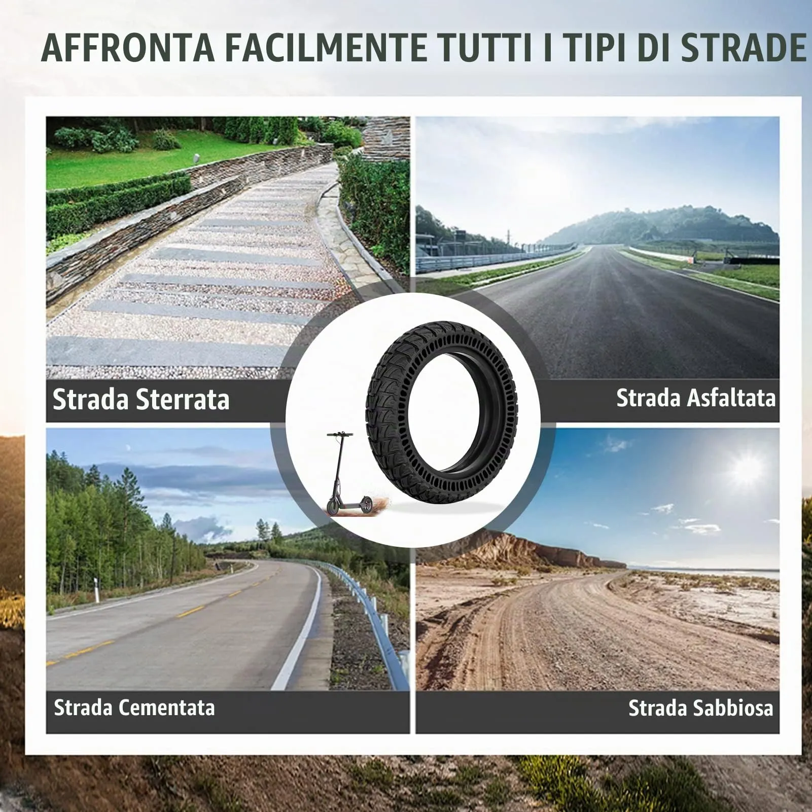 Aloskart Ruota Monopattino Elettrico 10x2.0 Gomme Piene Serie T-Rex - immagine 5