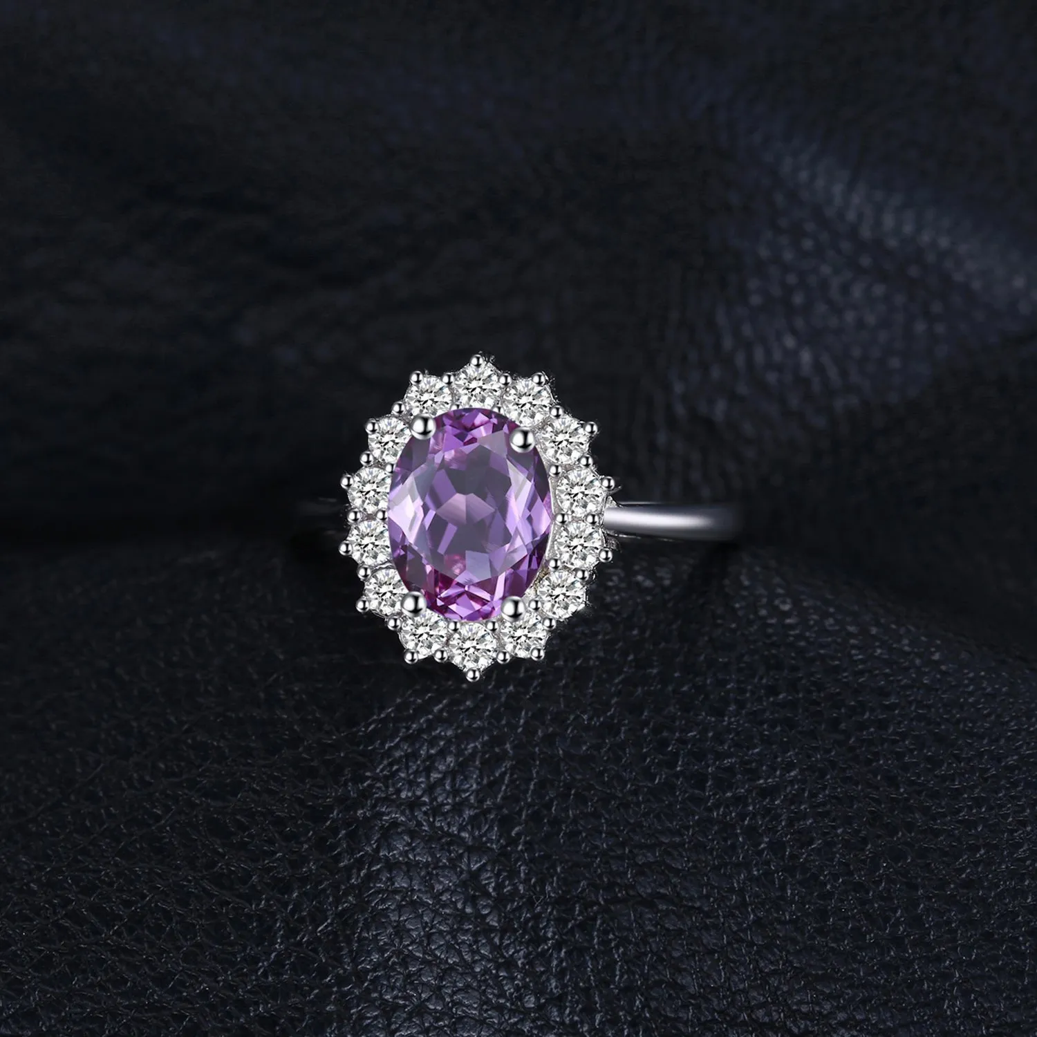 JewelryPalace Anello Halo in Argento 925 con Ametista Viola e Zirconi, Misura 9.5 - immagine 5