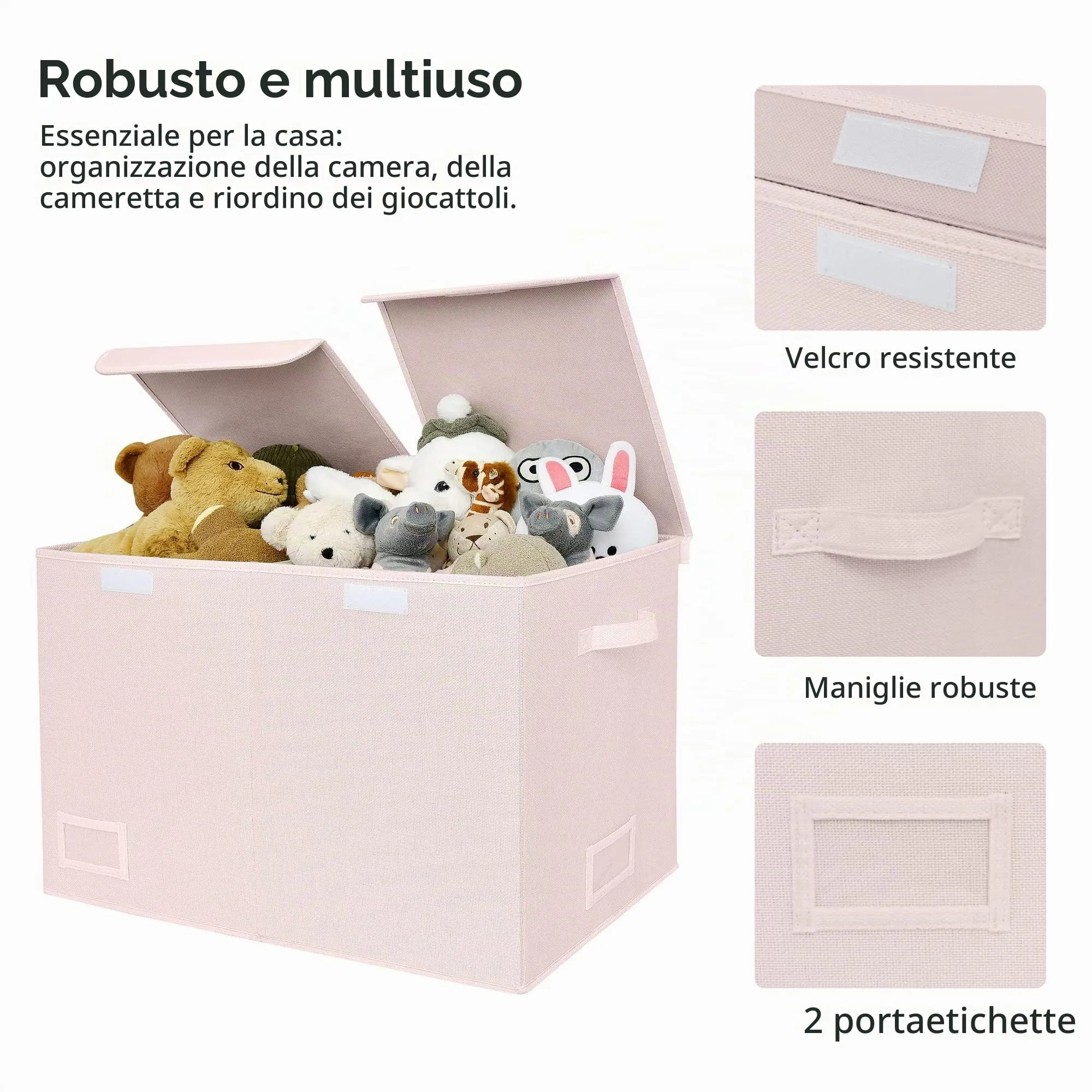 GRANNY SAYS Scatola portaoggetti rosa XL con coperchio, 62,5 x 32,5 x 39,5 cm - immagine 3