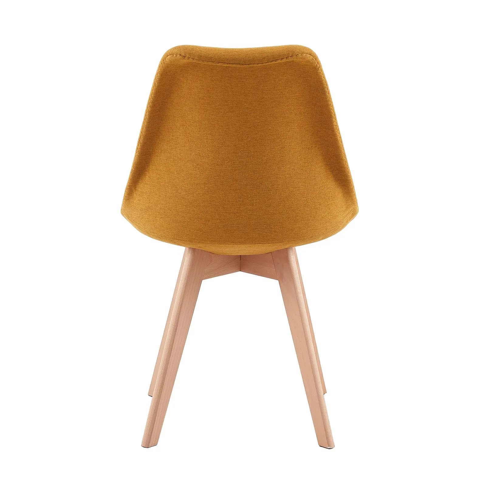 EGGREE Set di 4 Sedie da Pranzo in Tessuto di Lino, Design Scandinavo con Gambe in Legno di Faggio, Giallo - immagine 9