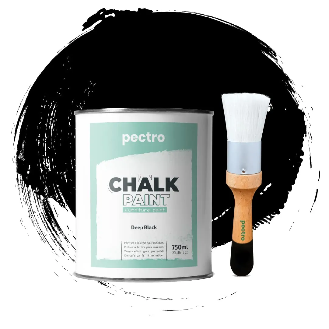 PECTRO Chalk Paint per Mobili, 750ml, Nero Profondo con Pennello - immagine 1