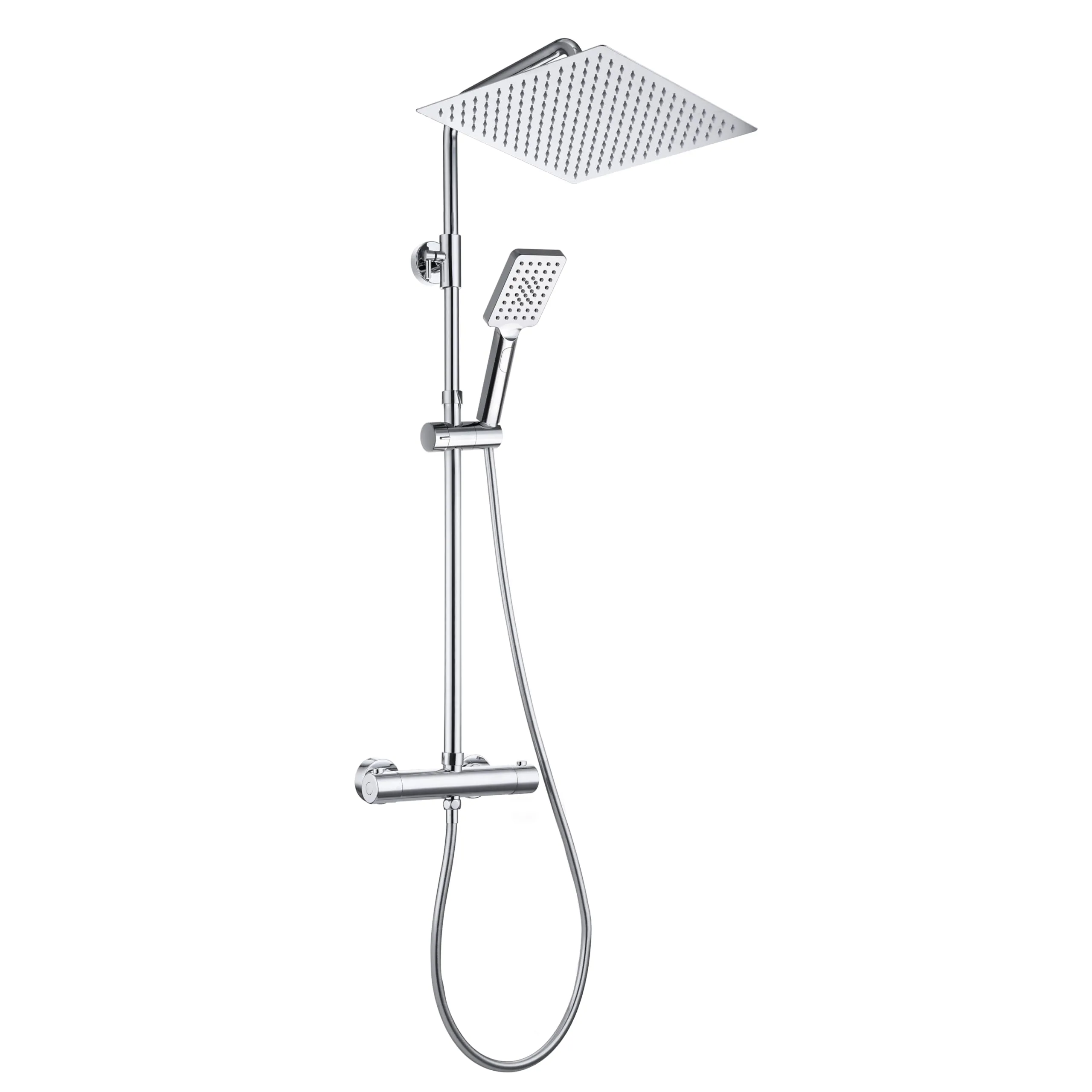 Görbach Colonna Doccia in Acciaio Inox con Miscelatore Termostatico e Soffione 30x30 cm, Cromo - immagine 1
