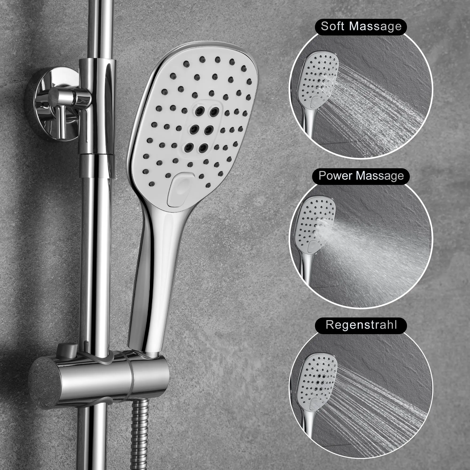 Görbach Colonna Doccia in Acciaio Inox con Miscelatore Termostatico e Soffione 25x25 cm, Cromo - immagine 3