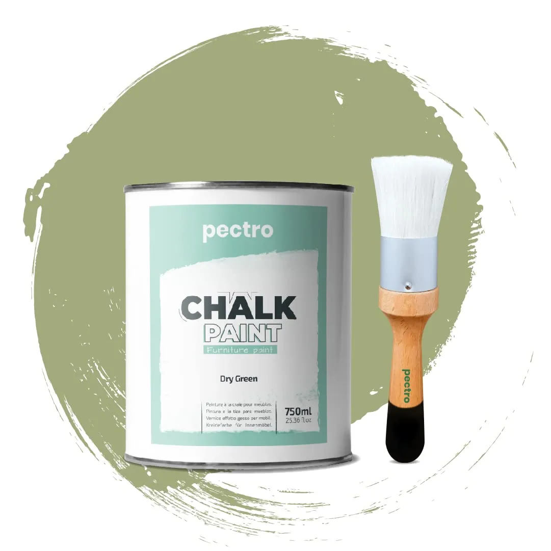 PECTRO Chalk Paint Verde Secco, 750 ml con Pennello - immagine 1