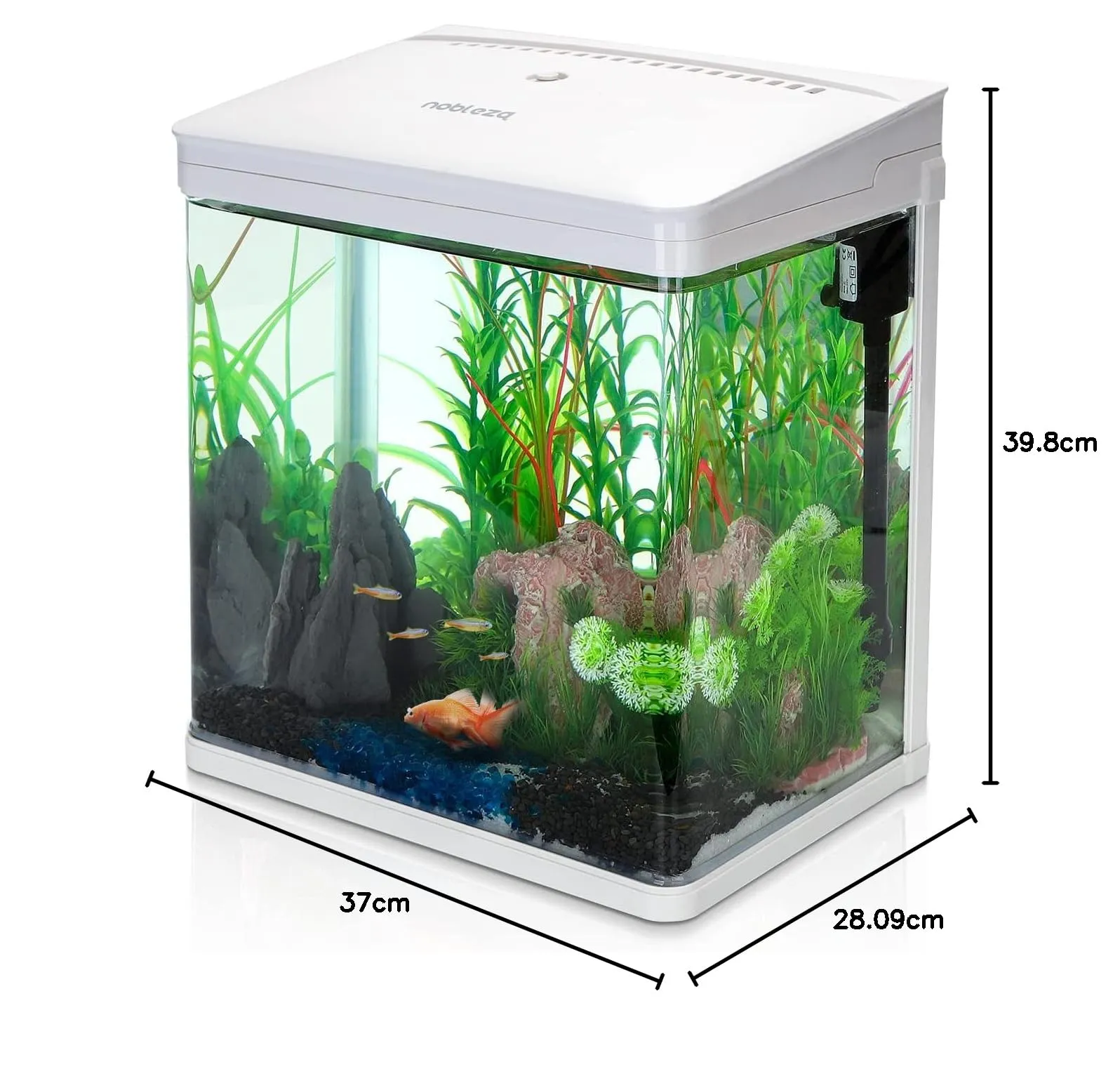 Nobleza Nano Acquario in vetro con illuminazione a LED e filtro, 14 Litri, Bianco - immagine 8