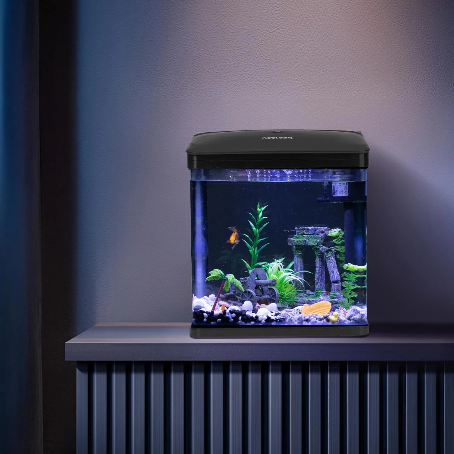 Nobleza Nano Acquario in vetro con filtro, 7 Litri, Nero - immagine 2