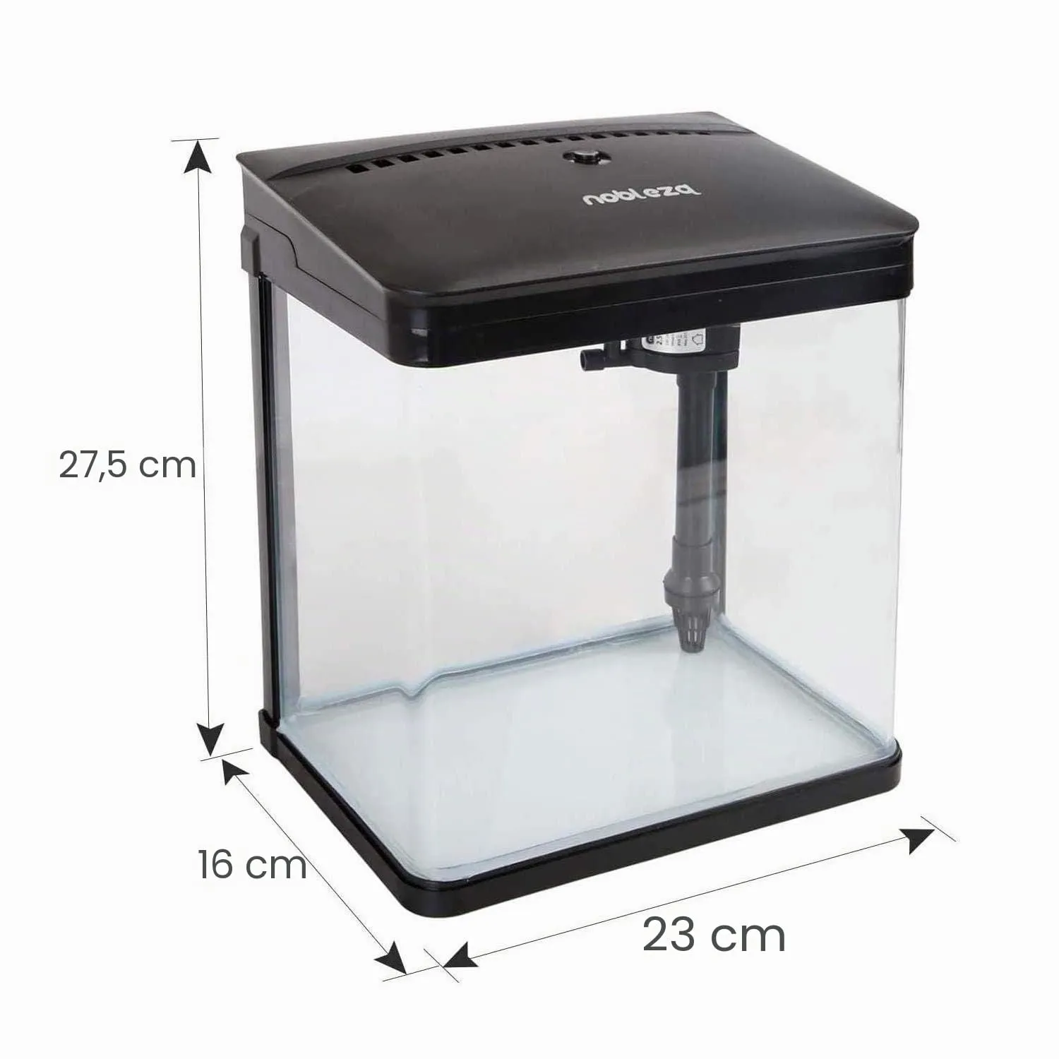 Nobleza Nano Acquario in vetro con filtro, 7 Litri, Nero - immagine 3
