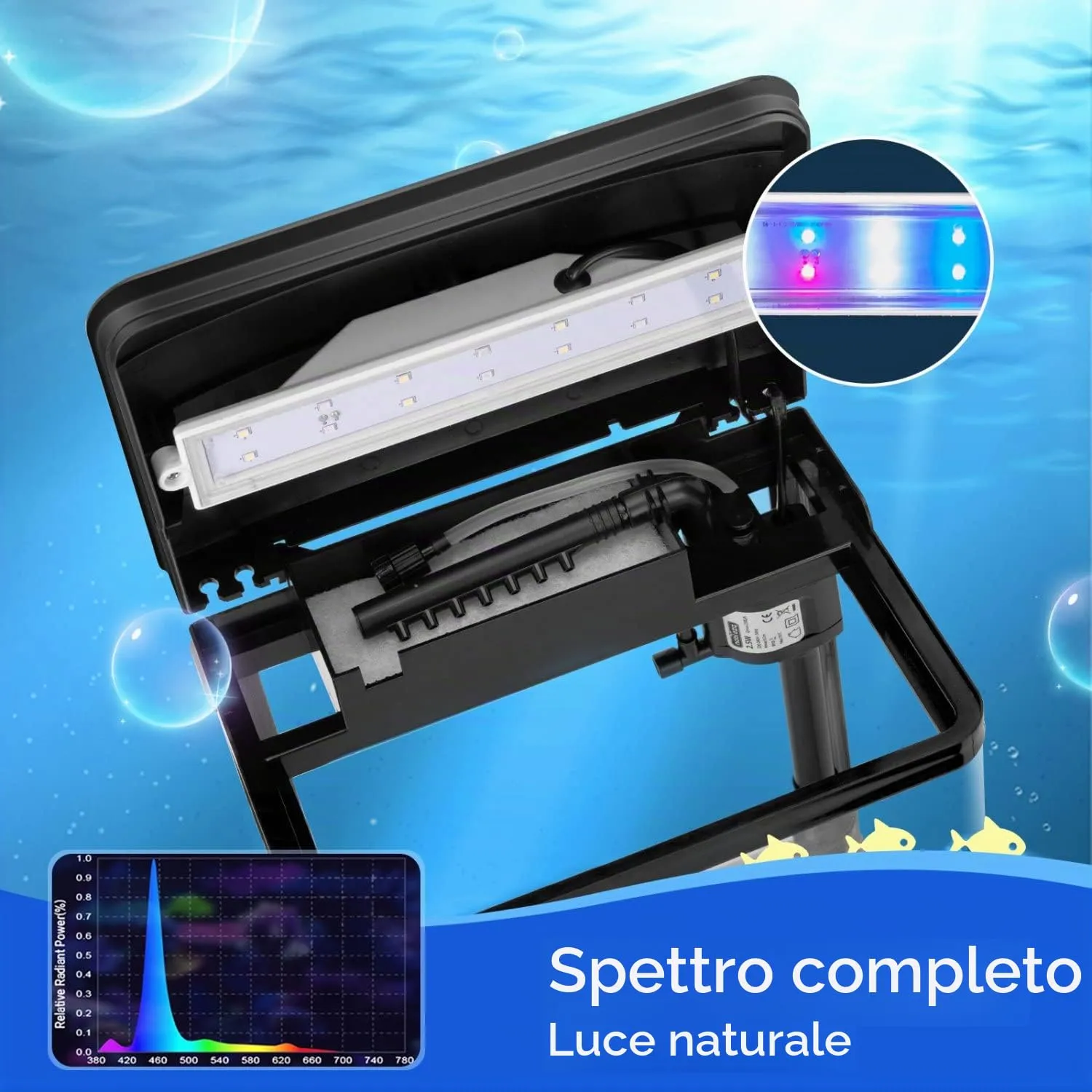Nobleza Nano Acquario in vetro con filtro, 7 Litri, Nero - immagine 4