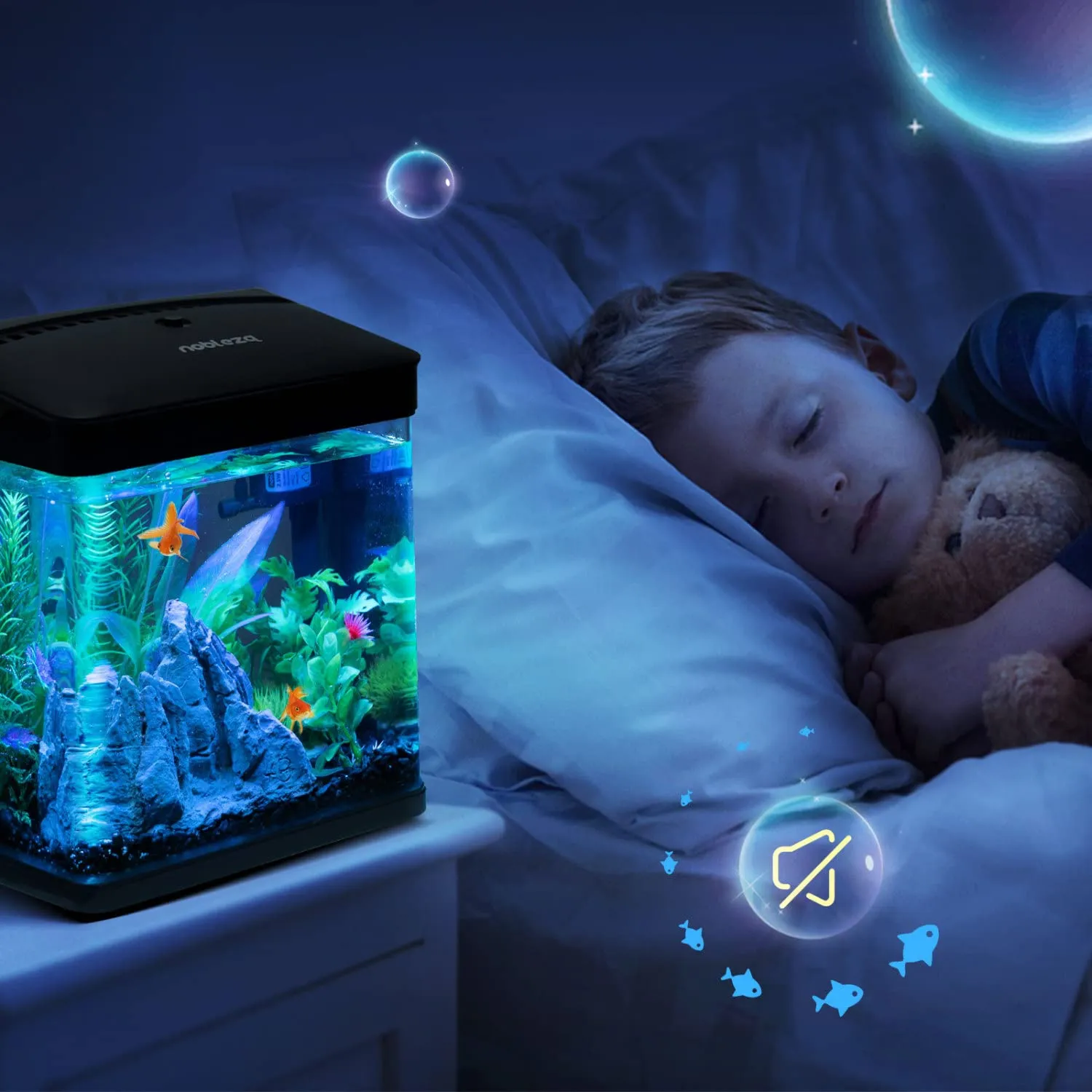 Nobleza Nano Acquario in vetro con filtro, 7 Litri, Nero - immagine 8