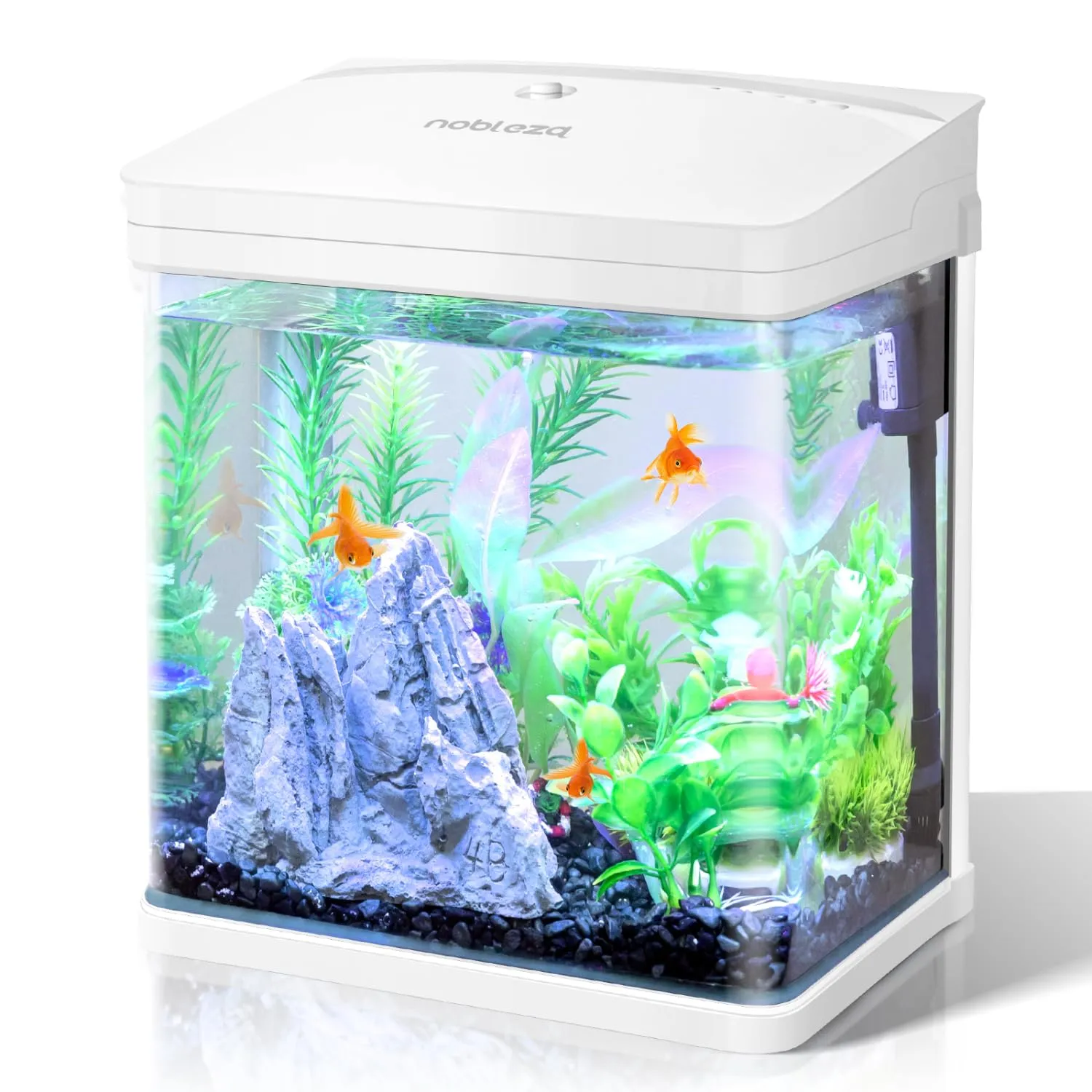 Nobleza Nano Acquario in Vetro e Plastica con Illuminazione a LED e Filtro, 7 Litri, Bianco - immagine 1