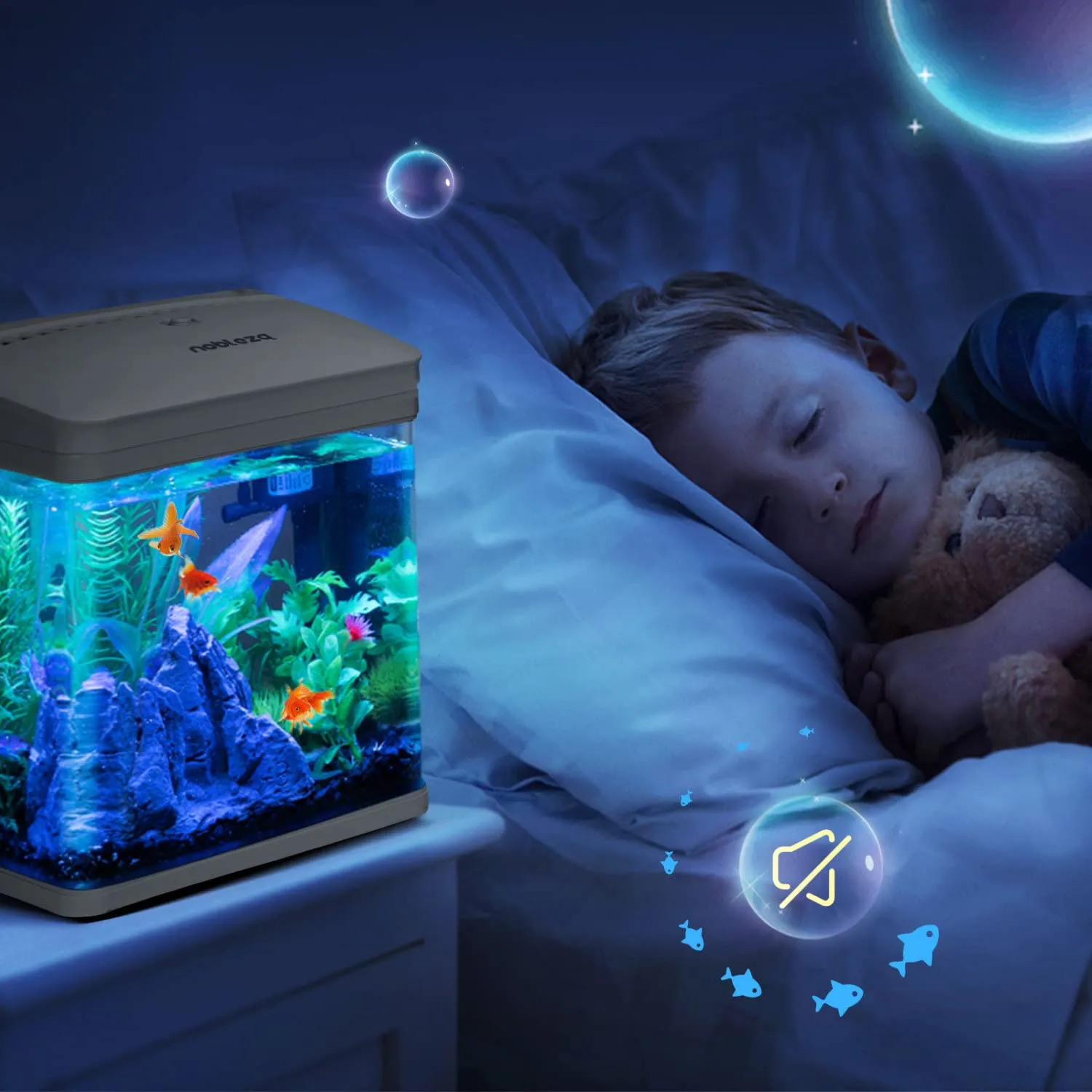 Nobleza Nano Acquario in Vetro e Plastica con Illuminazione a LED e Filtro, 7 Litri, Bianco - immagine 6