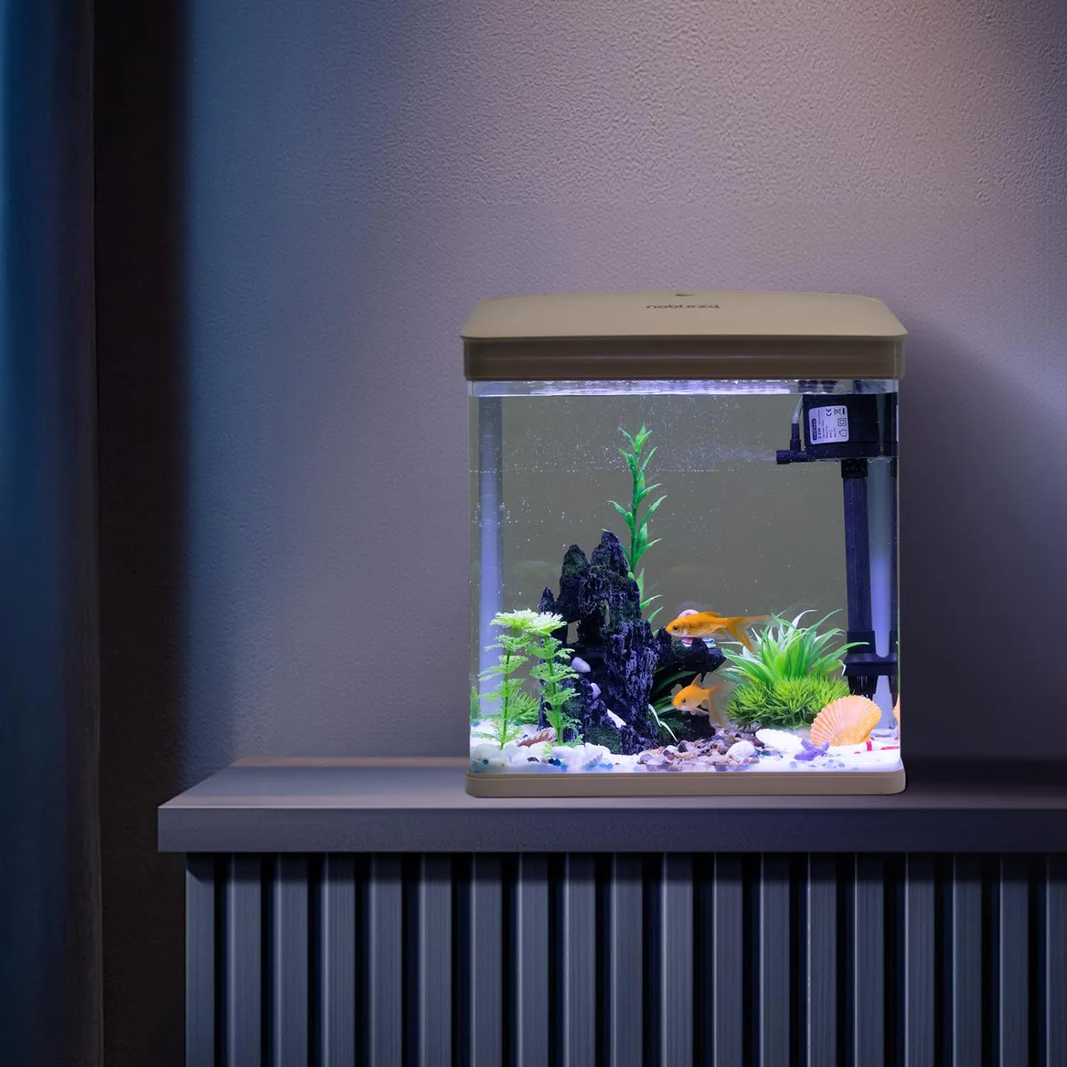 Nobleza Nano Acquario in Vetro e Plastica con Illuminazione a LED e Filtro, 7 Litri, Bianco - immagine 8