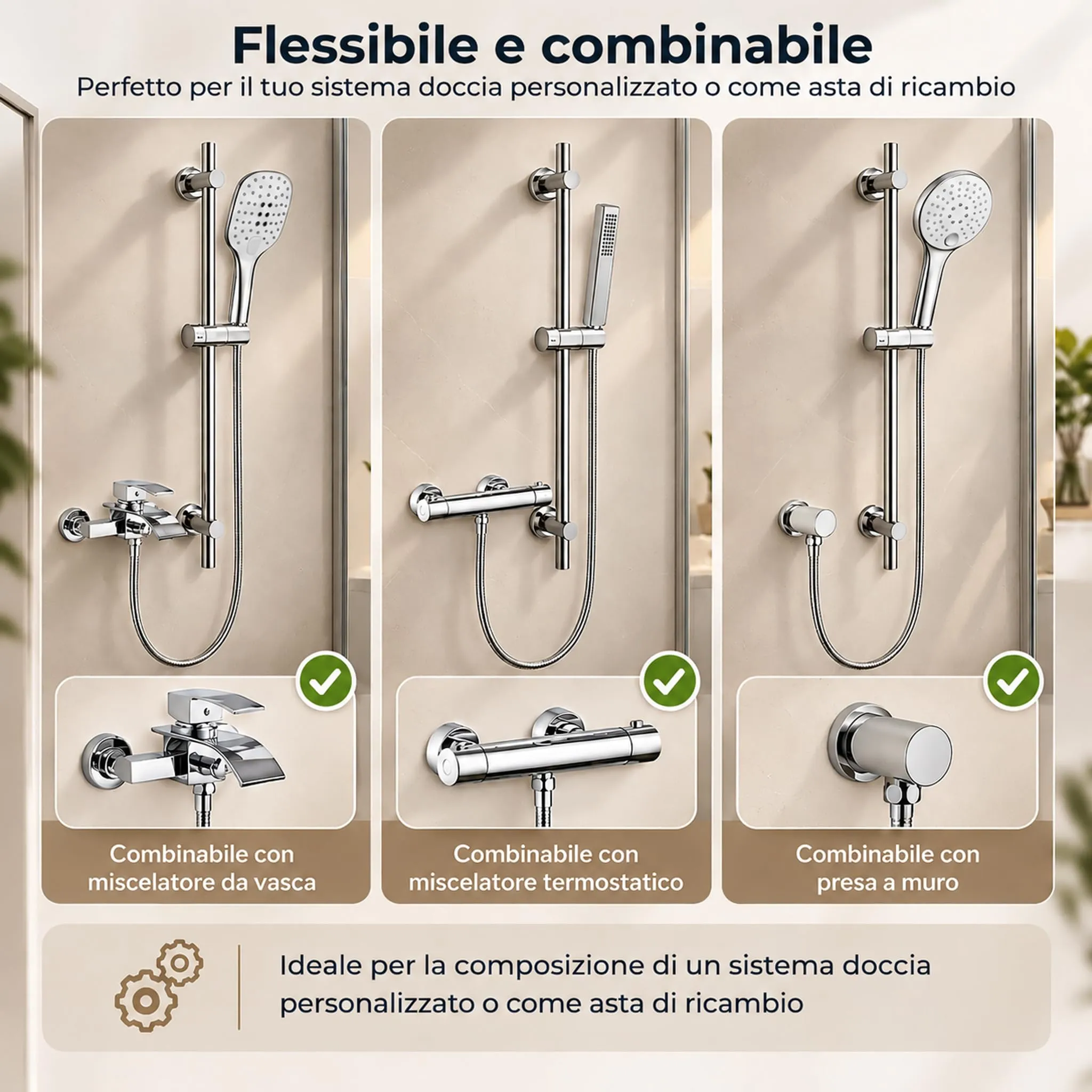 Görbach Colonna Doccia in Acciaio Inox, Asta Doccia 70 cm con Supporto Soffione Regolabile, Cromo - immagine 5