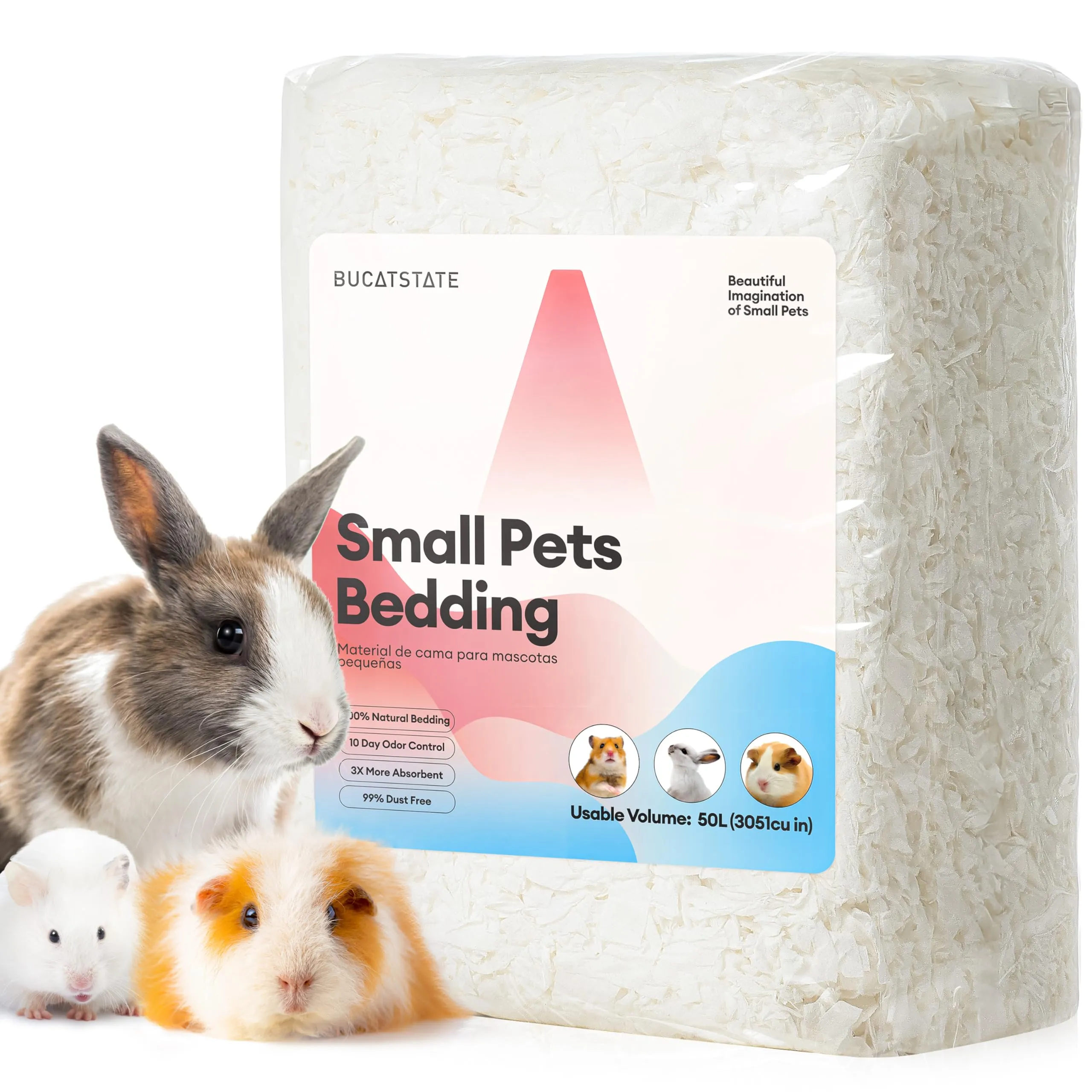 BUCATSTATE Lettiera in Carta Pellet per Criceti, Conigli Nani e Piccoli Roditori, 50L - immagine 1