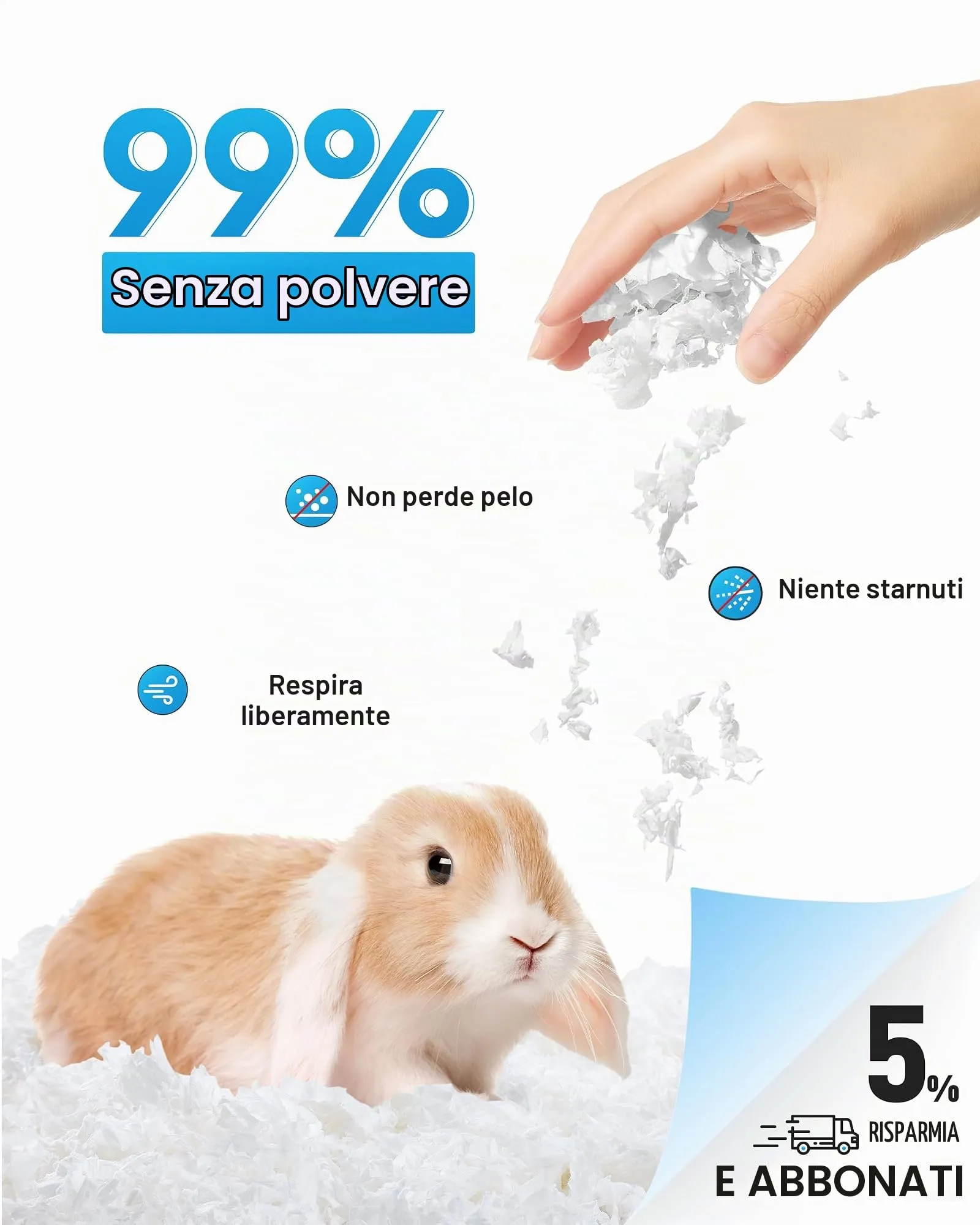 BUCATSTATE Lettiera in Carta Pellet per Criceti, Conigli Nani e Piccoli Roditori, 50L - immagine 2
