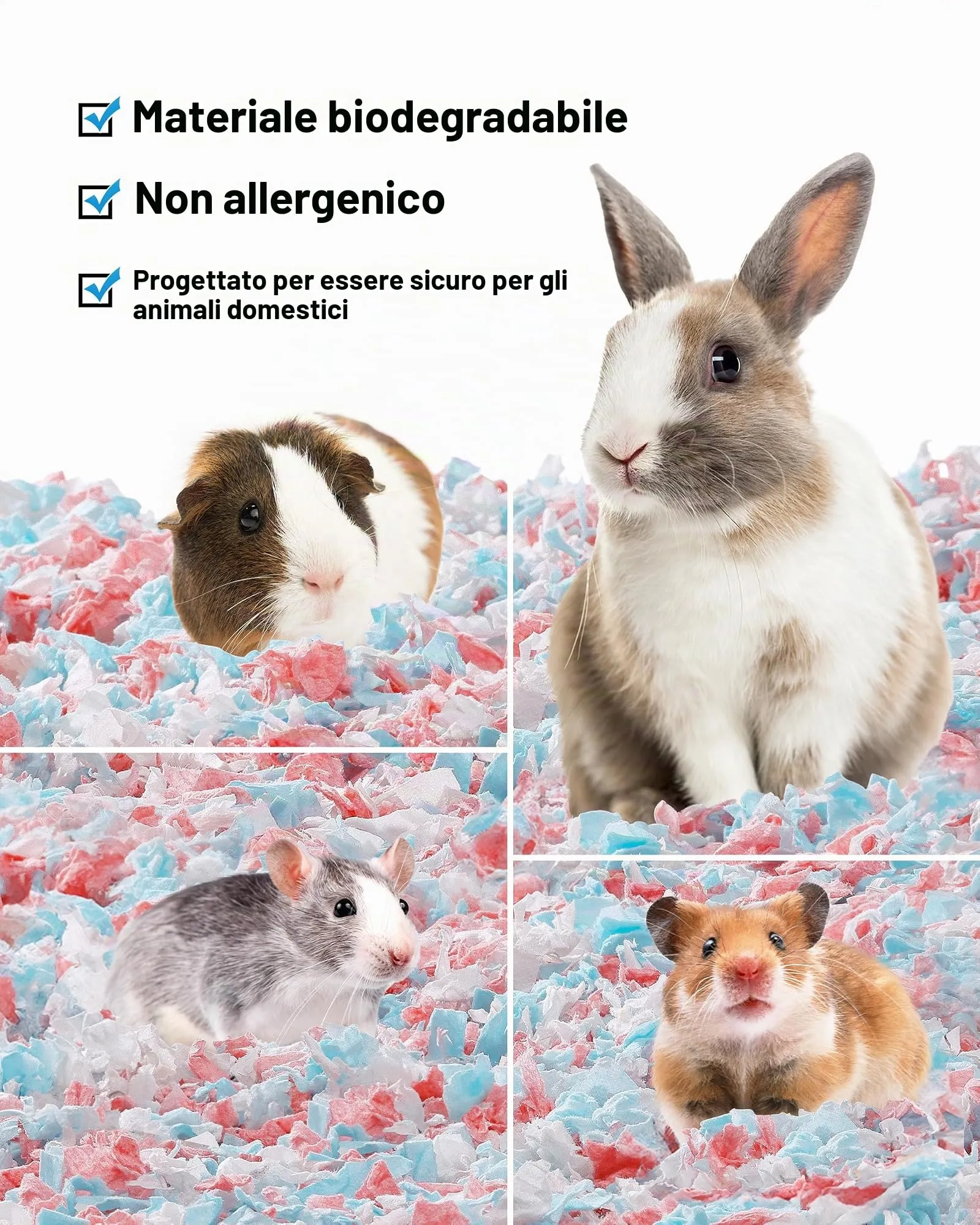 BUCATSTATE Lettiera in Carta Pellet per Criceti, Conigli Nani e Piccoli Roditori, 70L, Priva di Polvere e Controllo Odori - immagine 6