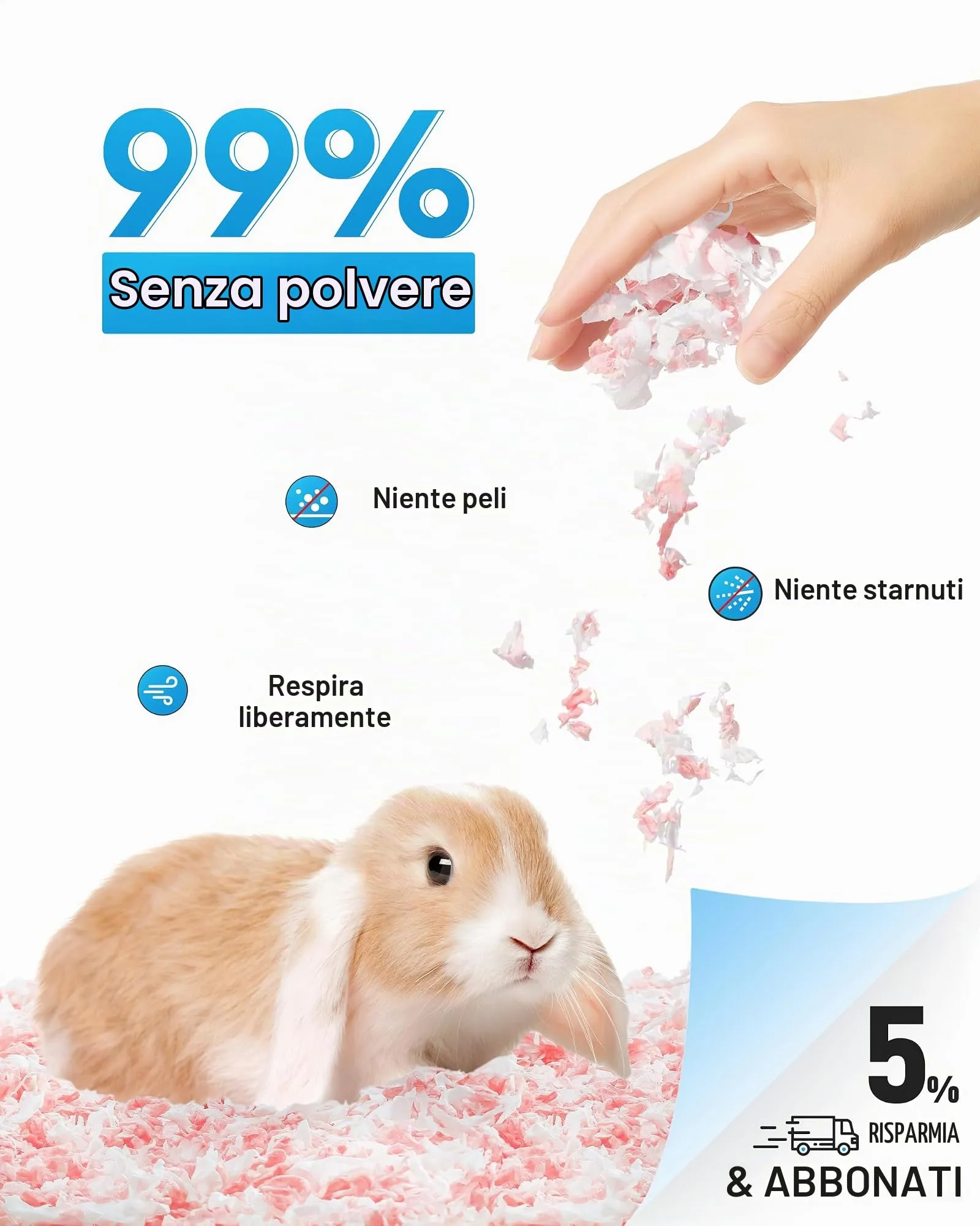 BUCATSTATE Lettiera in Carta per Criceti, Conigli Nani e Piccoli Roditori, 70L, Priva di Polvere e Controllo Odori - immagine 2
