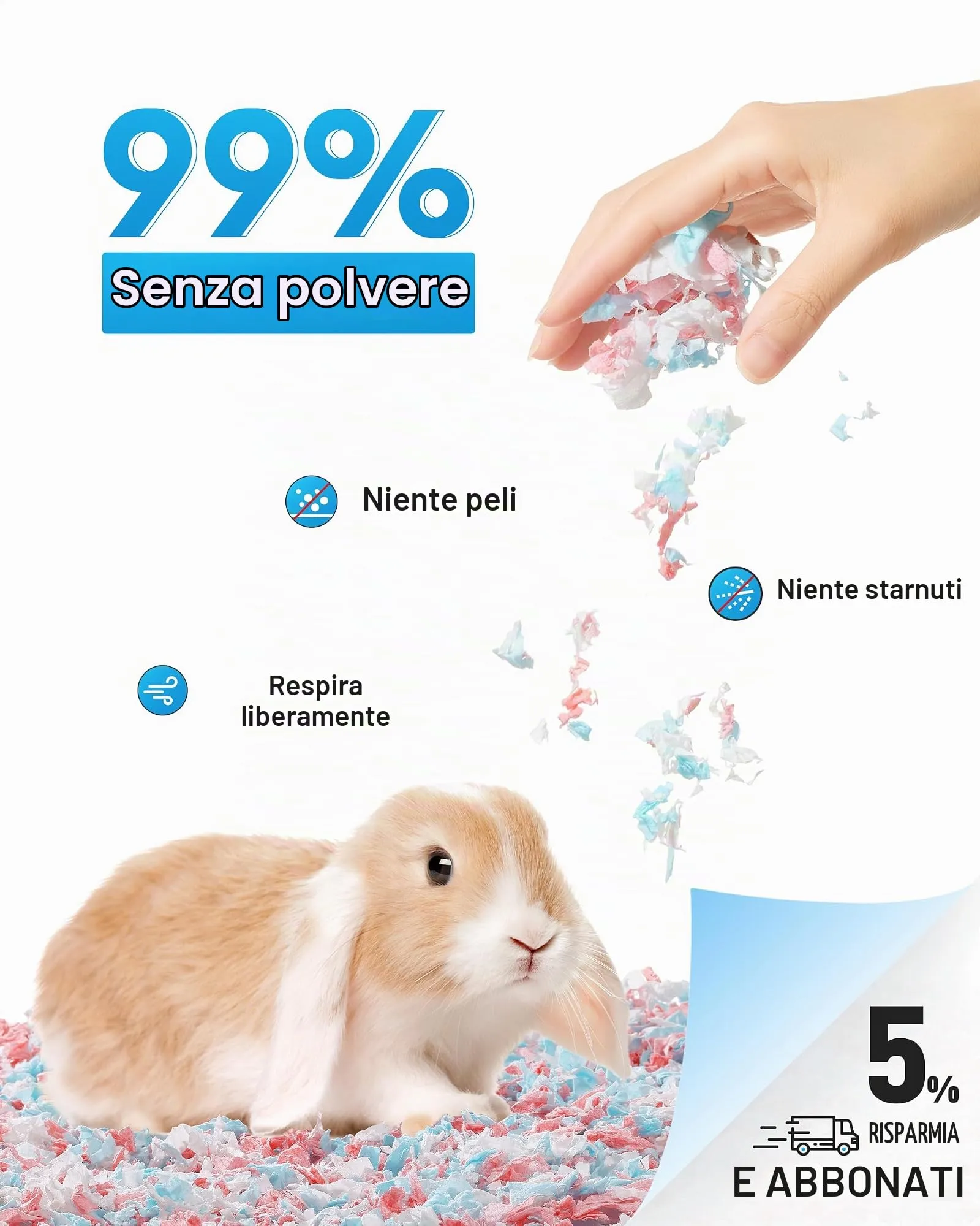 BUCATSTATE Lettiera in Carta Pellet per Criceti, Conigli Nani e Piccoli Roditori, 70L - immagine 2