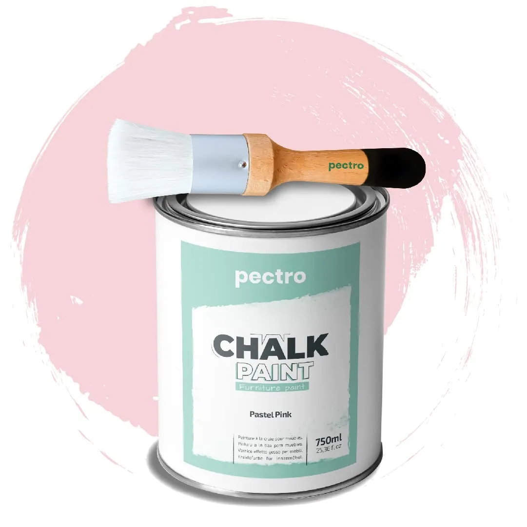 PECTRO Chalk Paint, Vernice per Mobili, Rosa Pastello, 750 ml con Pennello - immagine 1
