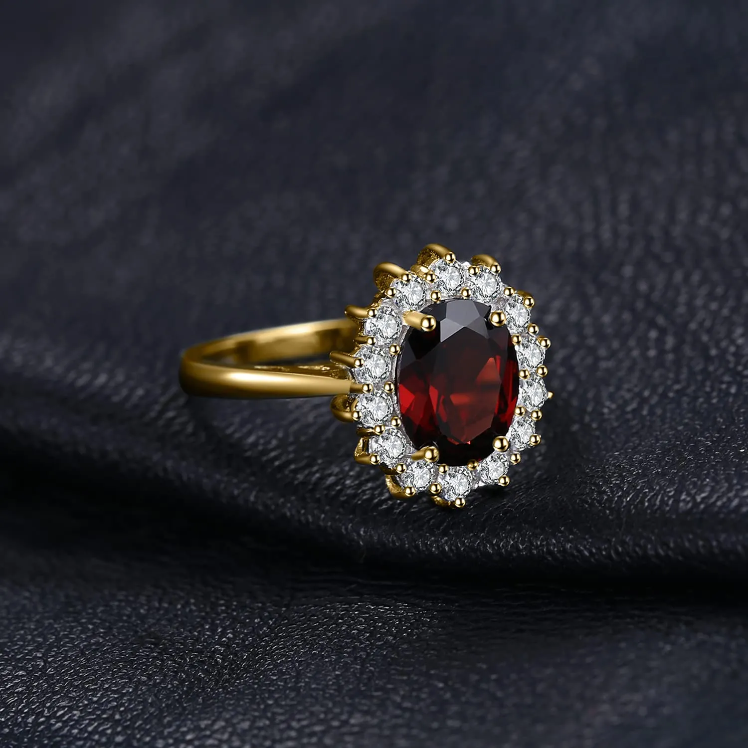 JewelryPalace Anello Halo in Argento 925 con Granato Rosso Naturale e Zirconi, Taglia 11.5 - immagine 3