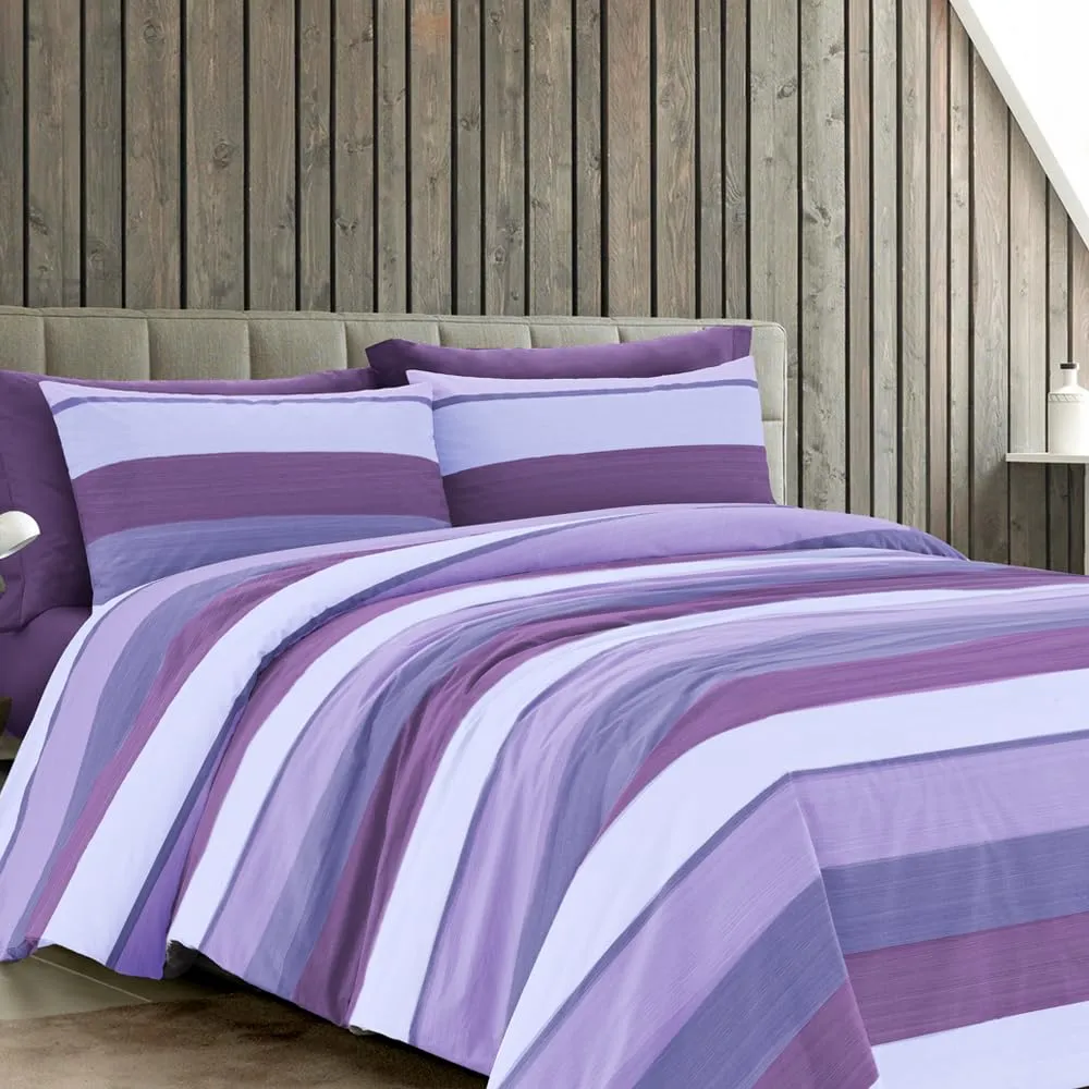 Dorian Home Copripiumino Matrimoniale in Cotone 250x210 cm con 2 Federe, Garda Viola - immagine 1