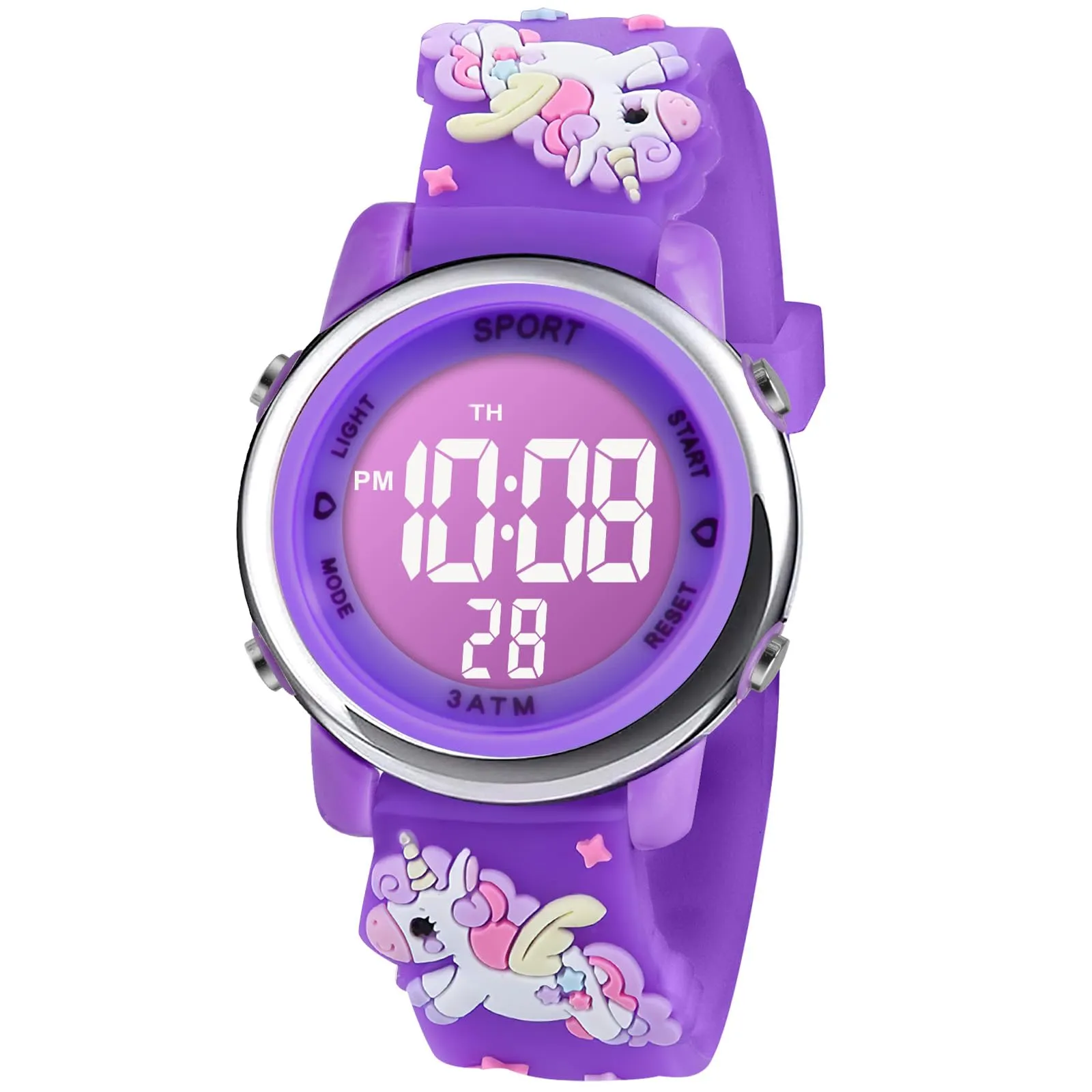Vicloon Orologio Digitale per Bambini, Design Unicorno 3D, Impermeabile con Retroilluminazione a 7 Colori - immagine 1
