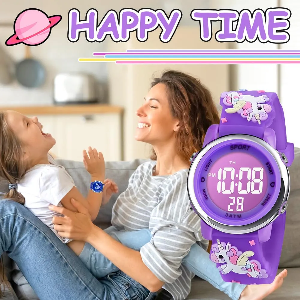Vicloon Orologio Digitale per Bambini, Design Unicorno 3D, Impermeabile con Retroilluminazione a 7 Colori - immagine 7
